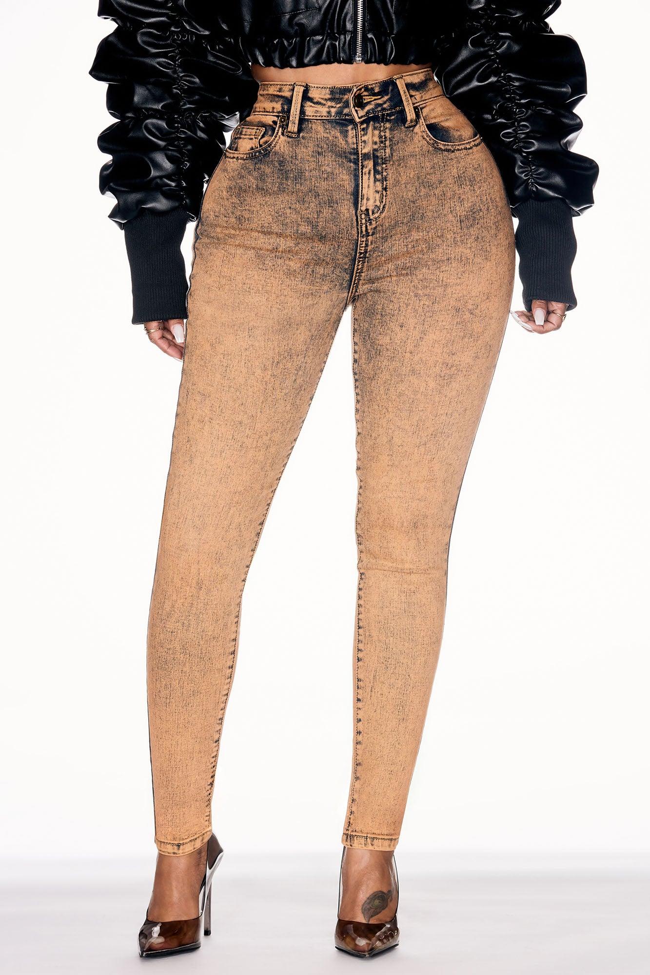 It's Giving High Stretch Curvy Skinny Jeans - Orange Product Image