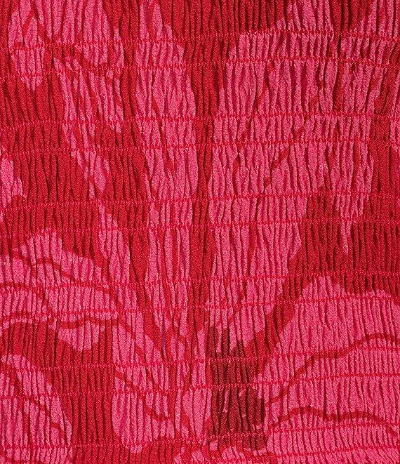 COREY LYNN CALTER Zadie Crepe Round Neck 3/4 Puff Sleeve Smocked Peplum Top Product Image