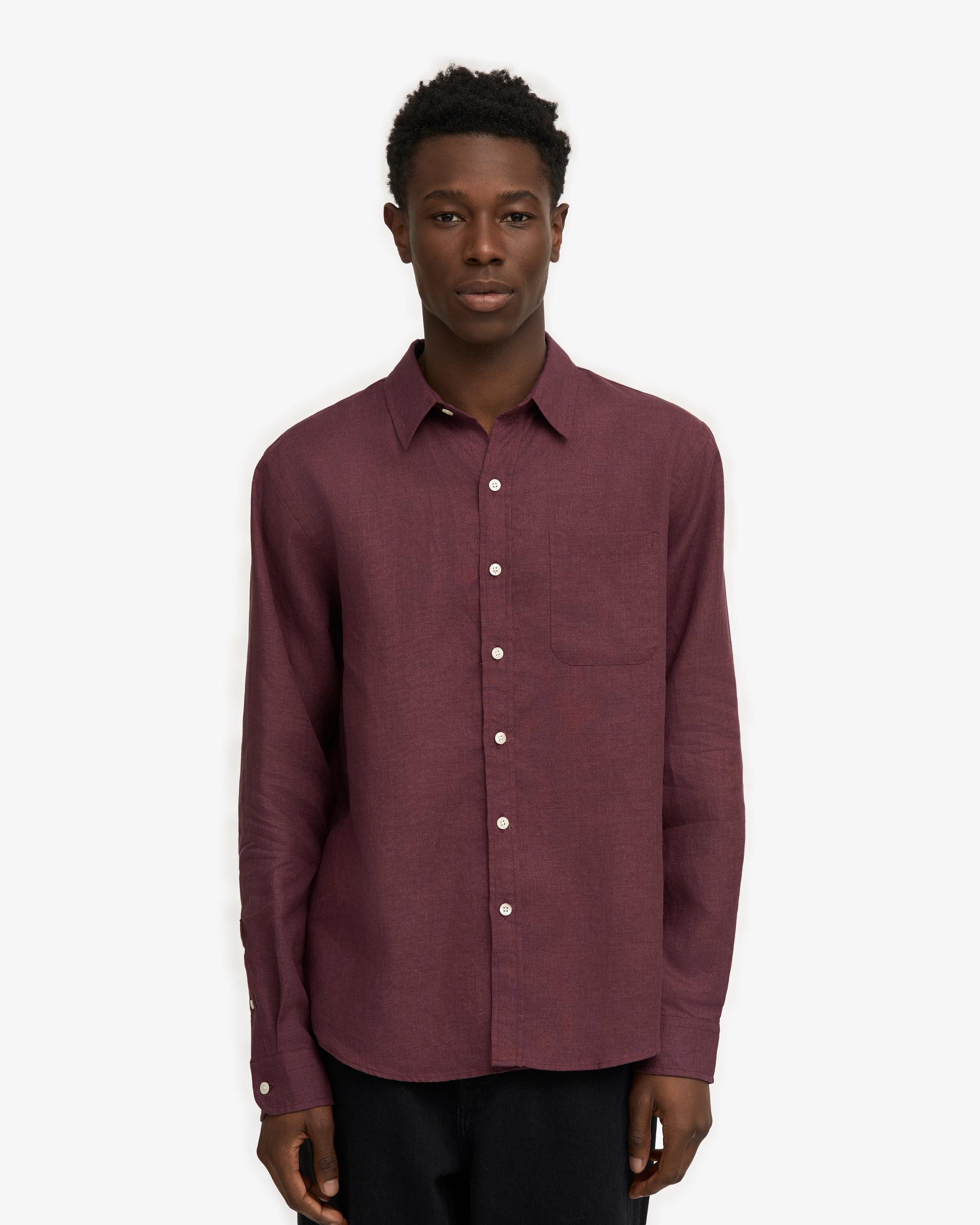 Linen Shirt - Oxblood Red Product Image