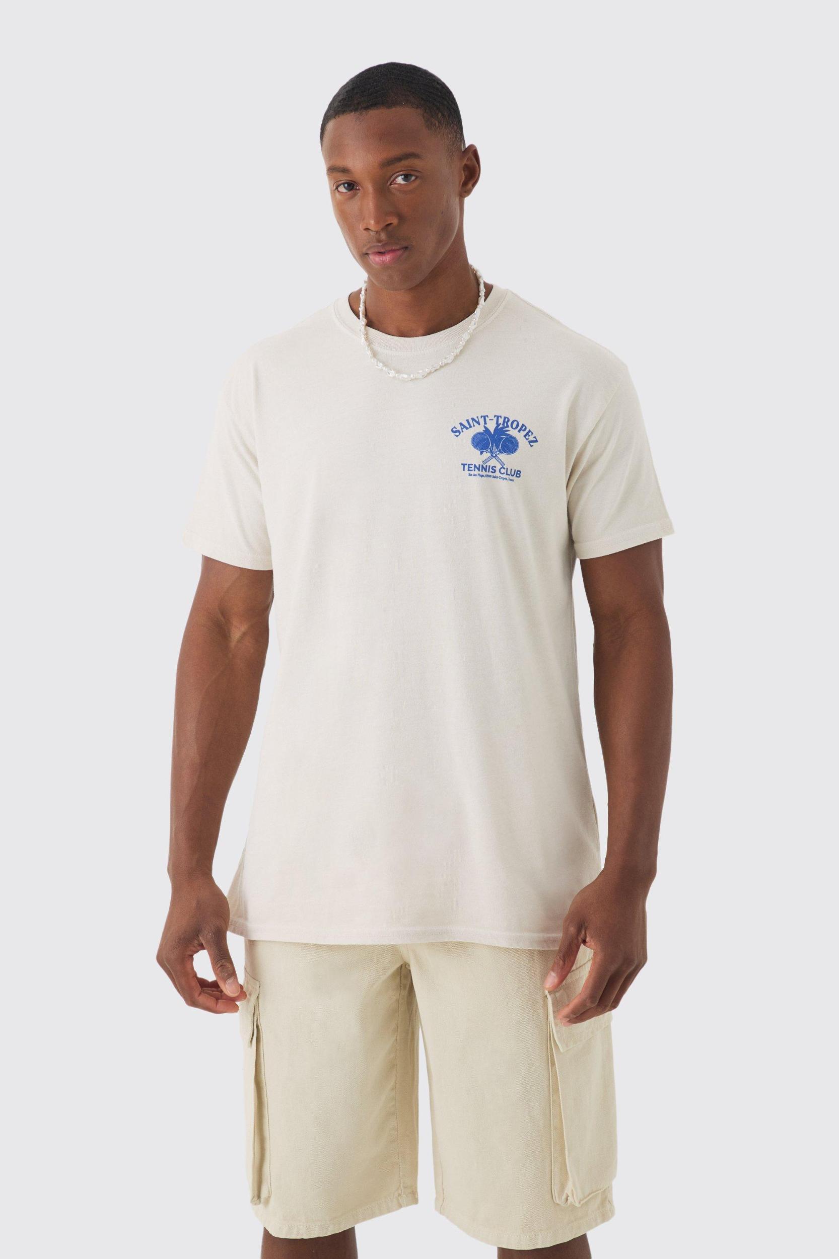 Oversized Saint Tropez Print T-shirt | boohooMAN USA Product Image
