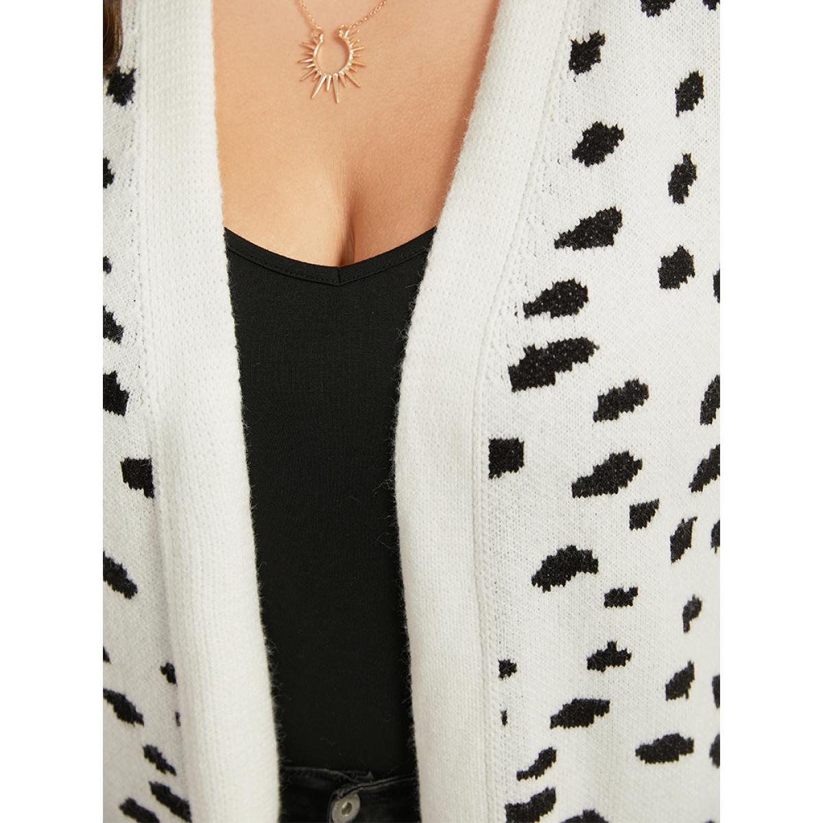 Plus Size Supersoft Essentials Dot Print Open Front Cardigan White Women Casual Loose Long Sleeve Dailywear Cardigans BloomChic 14-16/1X Product Image