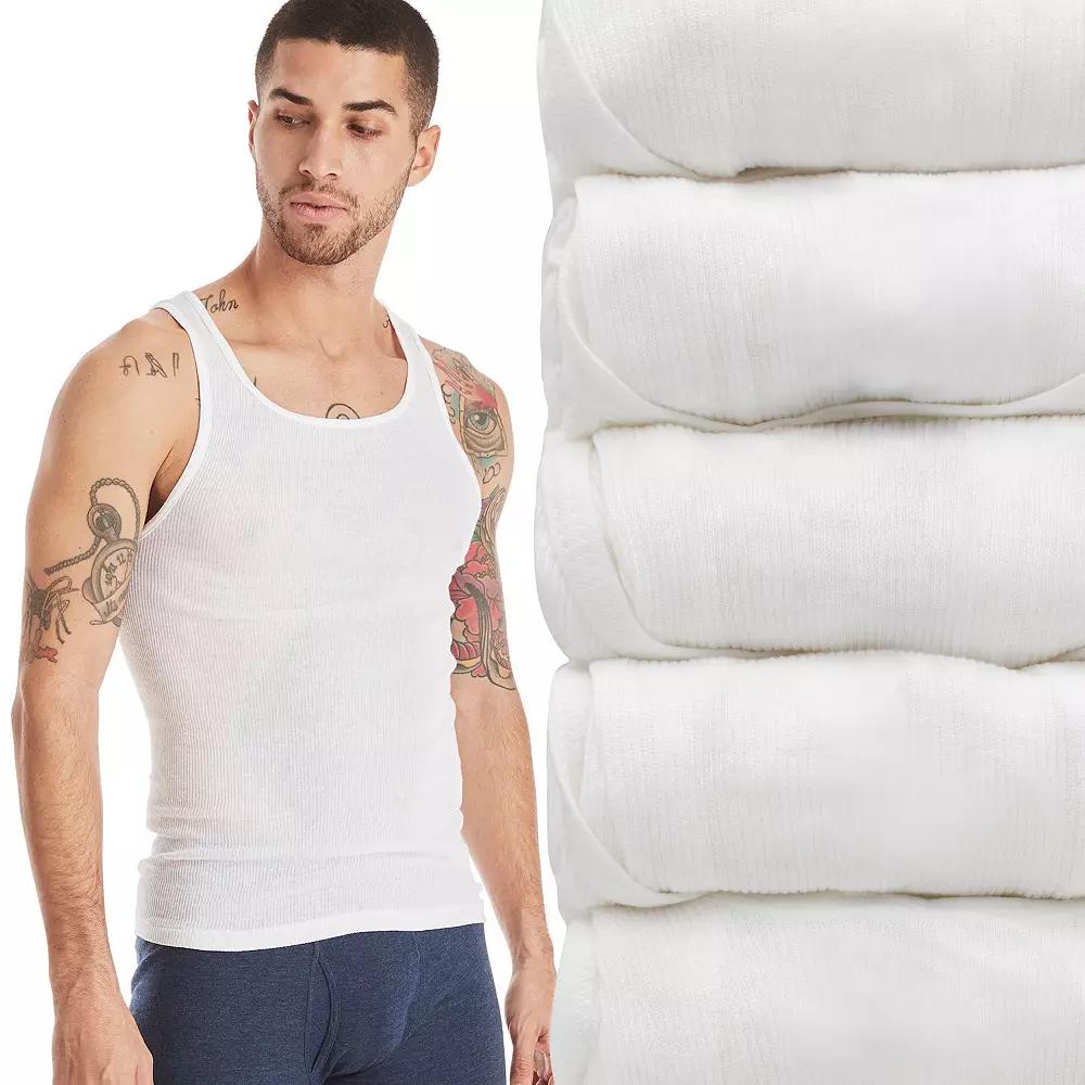 Hanes Ultimate 5-Pack Men's ComfortSoft Cotton Blend Tank Top Undershirt, Size: Medium, White Product Image