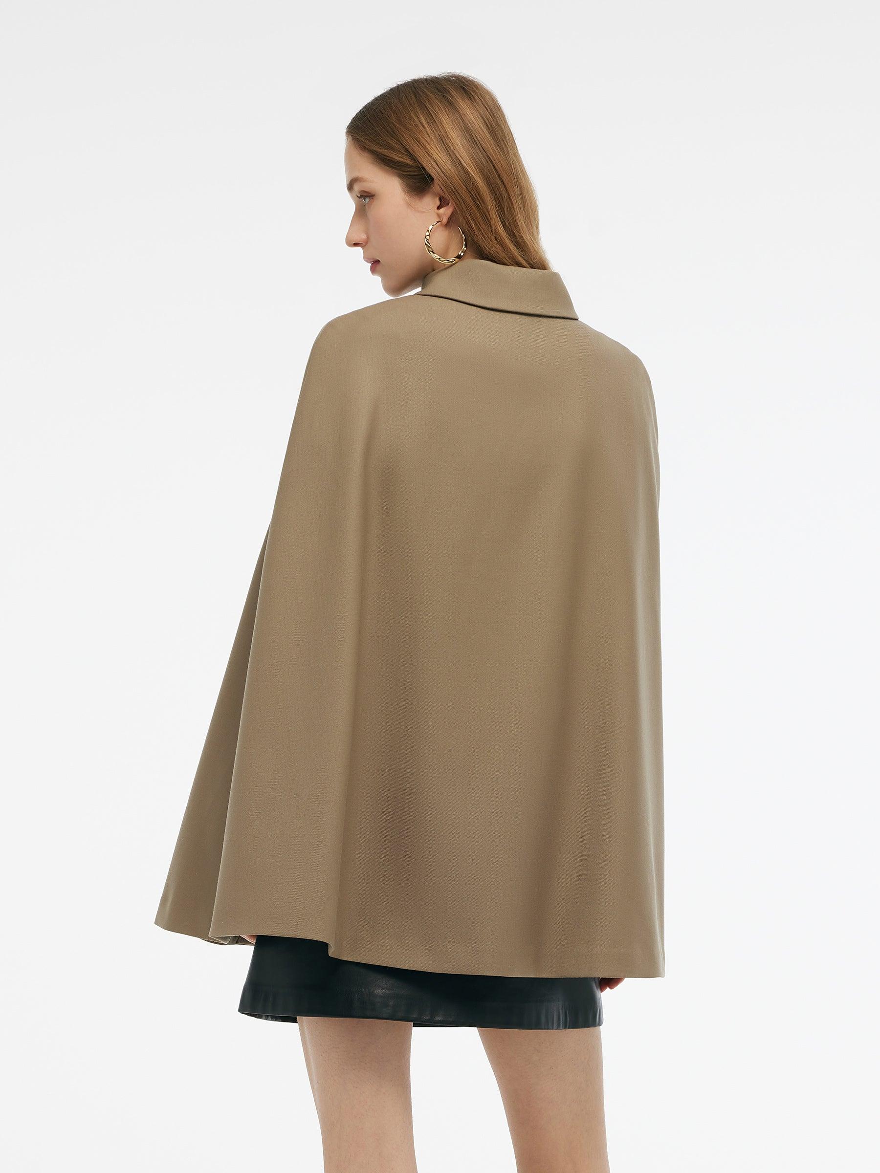 100% Worsted Wool Cape And Vest Two-Piece Set With Belt Product Image