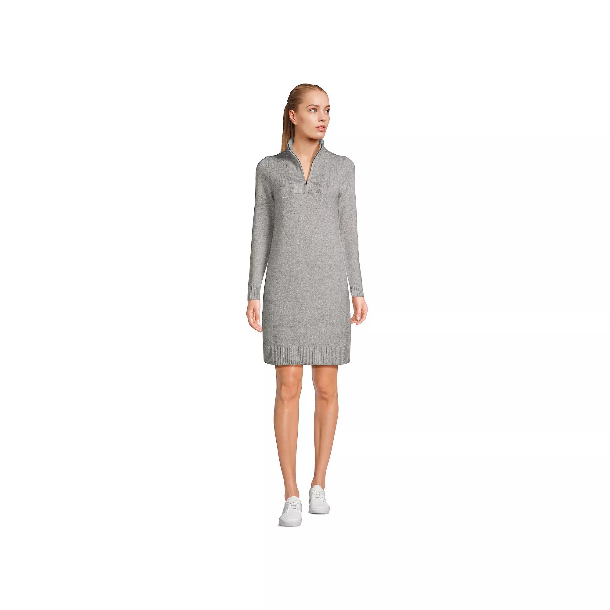 Womens Lands End Cozy Lofty Quarter Zip Sweater Dress Product Image