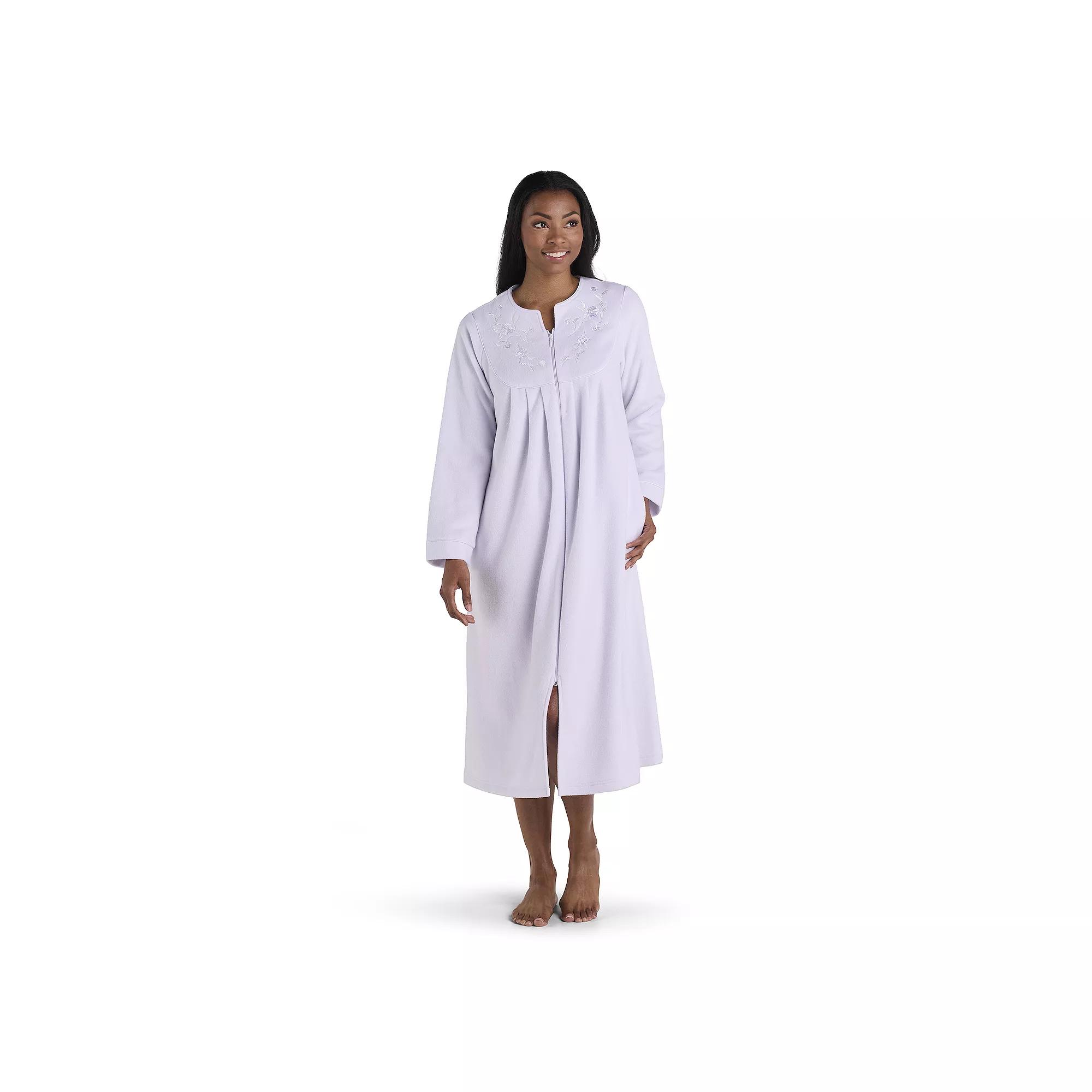 Petite Miss Elaine Essentials Micro Fleece Long Zip Robe, Women's,  Product Image
