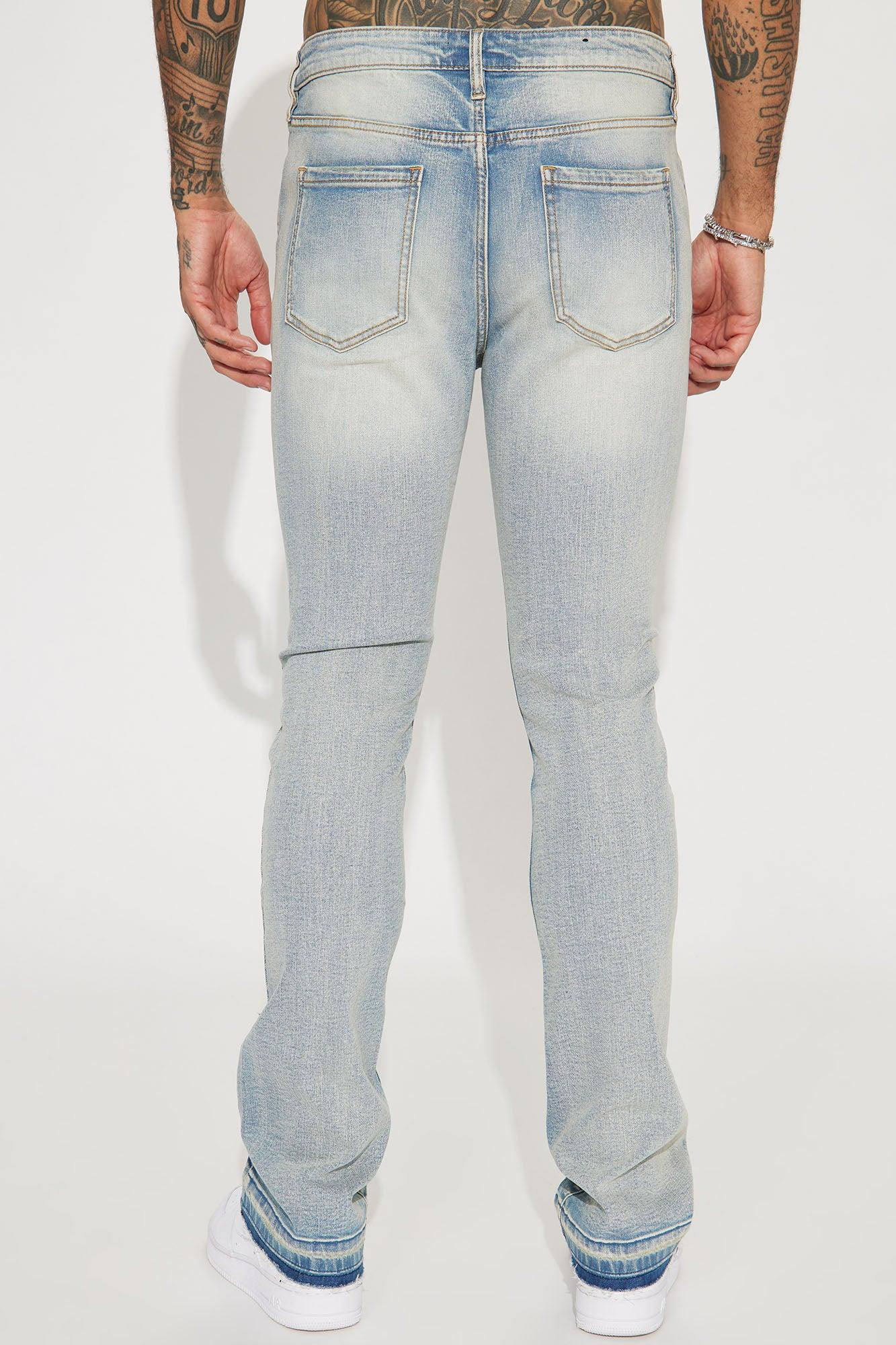 Torn Apart Stacked Skinny Flare Jeans - Light Blue Wash Product Image