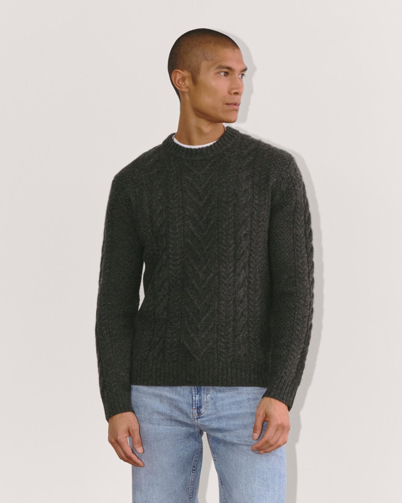 Mens Felted Merino Cable-Knit Crew Sweater by Everlane Product Image