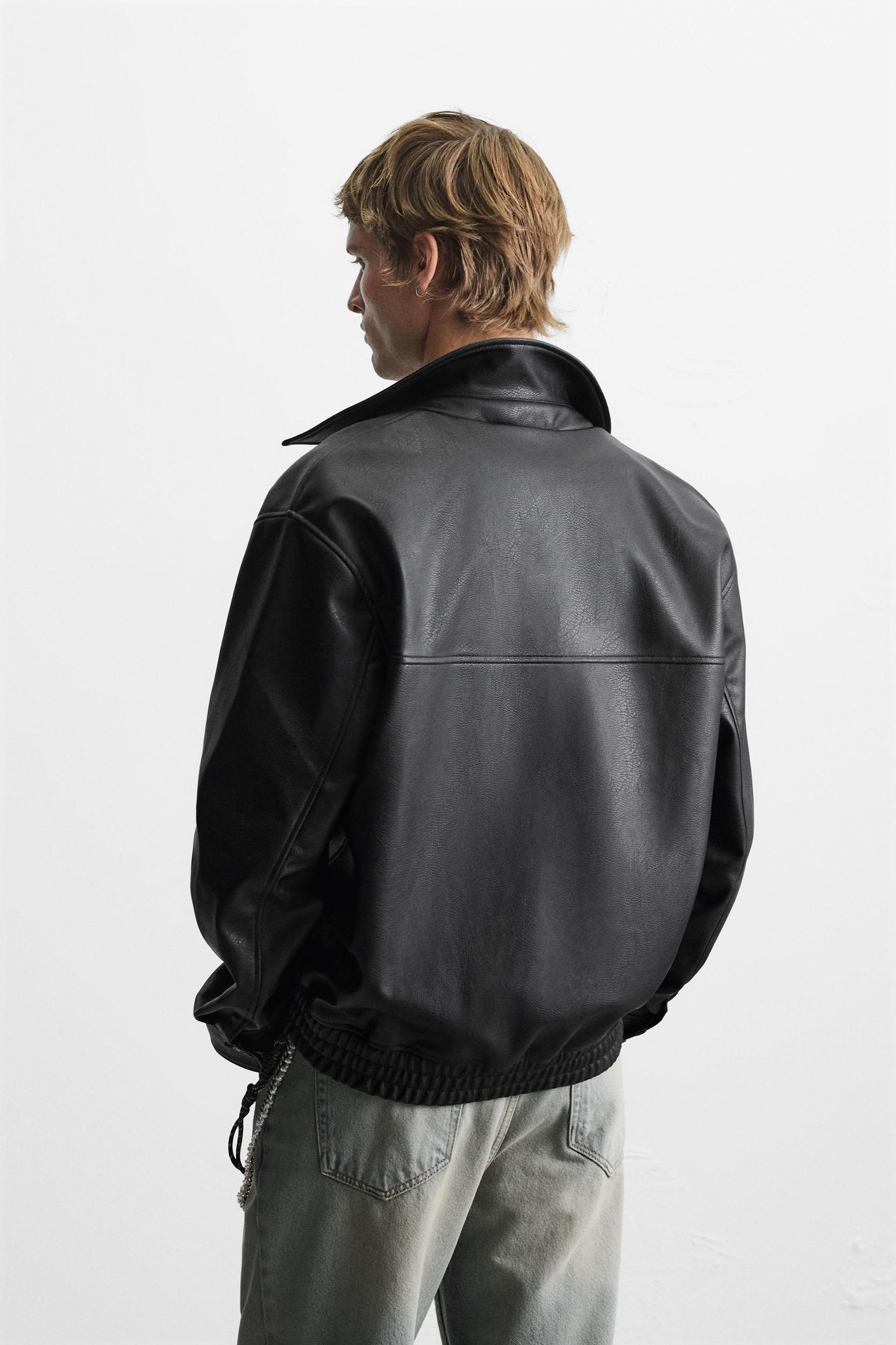 FAUX LEATHER BOMBER JACKET Product Image