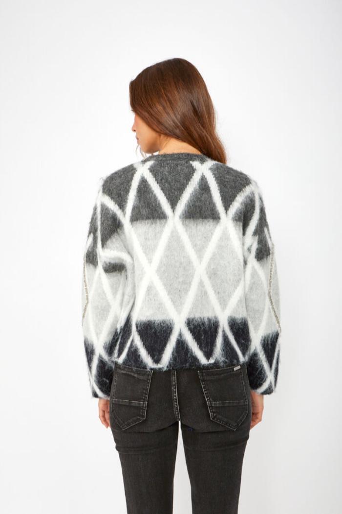 Fuzzy grey/black Sweater with sequins Product Image