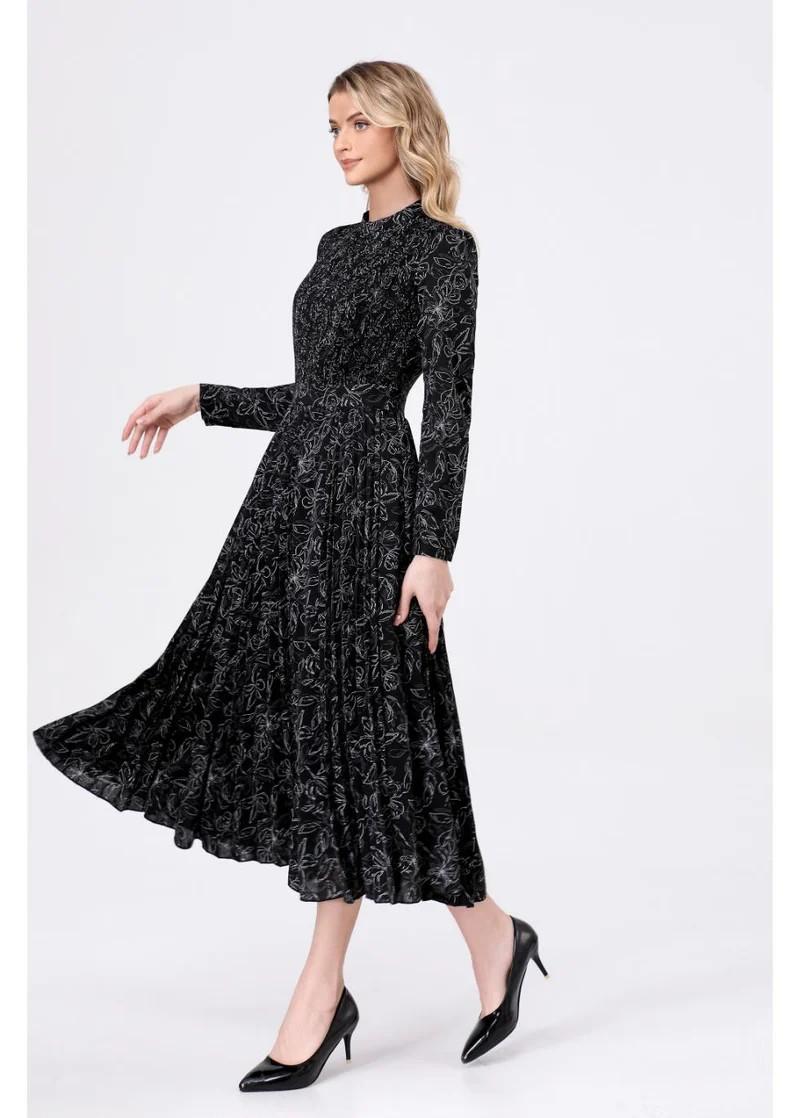 Black Floral Midi Dress Product Image