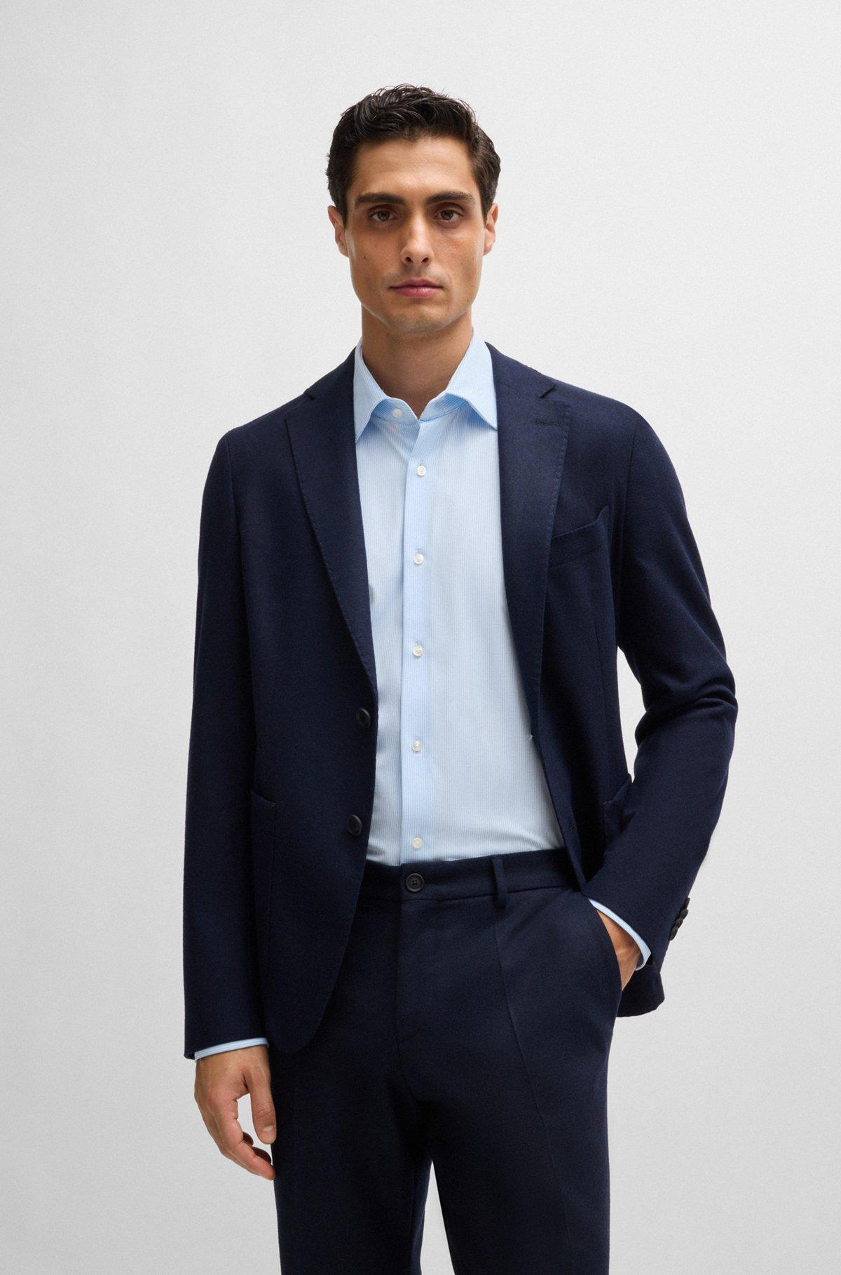 Regular-fit shirt in structured performance-stretch fabric Product Image