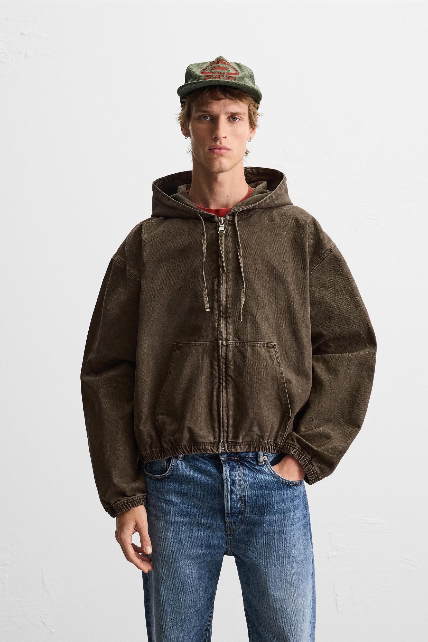 HOODED DENIM JACKET Product Image