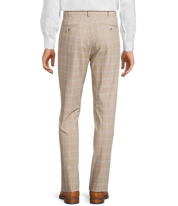 Roundtree & Yorke Travel Smart Flat Front Classic Fit Textured Plaid Dress Pant Product Image