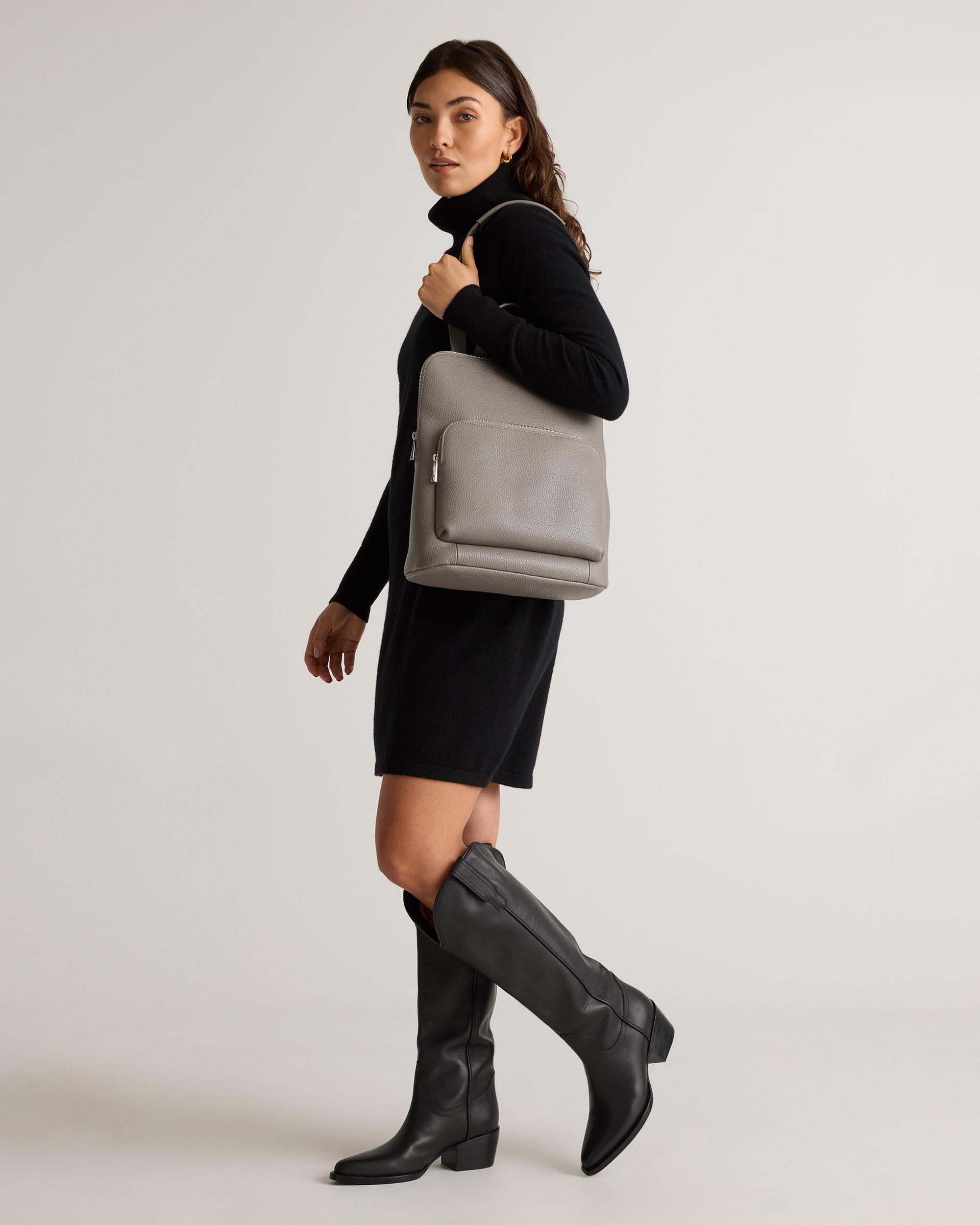 Quince | Women's Italian Leather Convertible Backpack in Mink Product Image