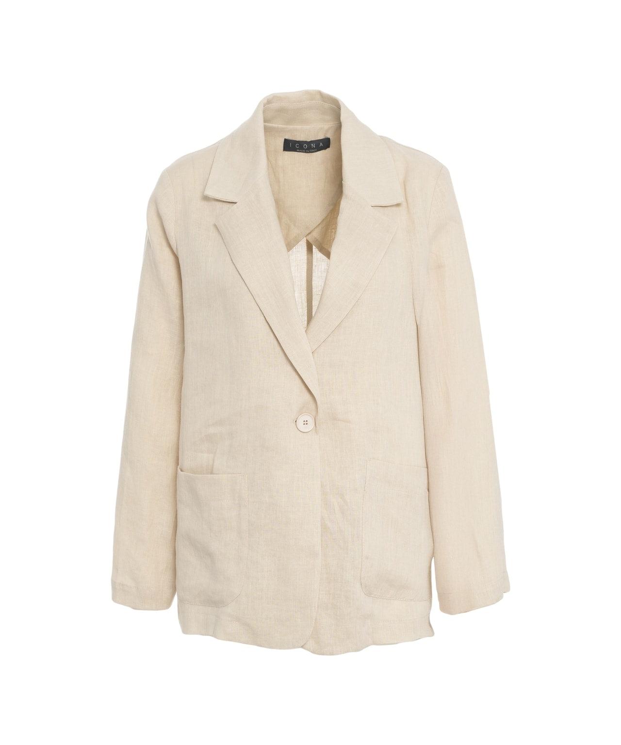 Single-breasted linen blazer Product Image