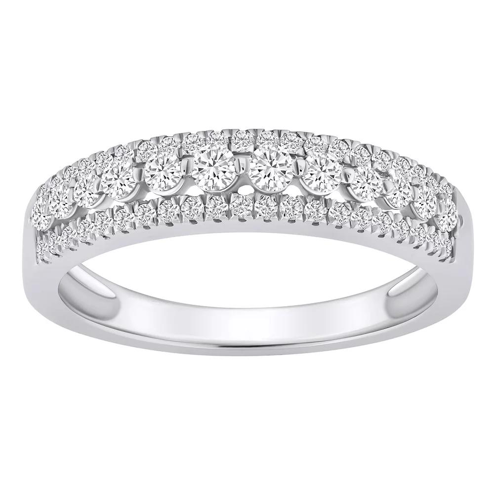 Alyson Layne 14k Gold 1/2 Carat T.W. Diamond Three-Row Wedding Band, Womens Product Image