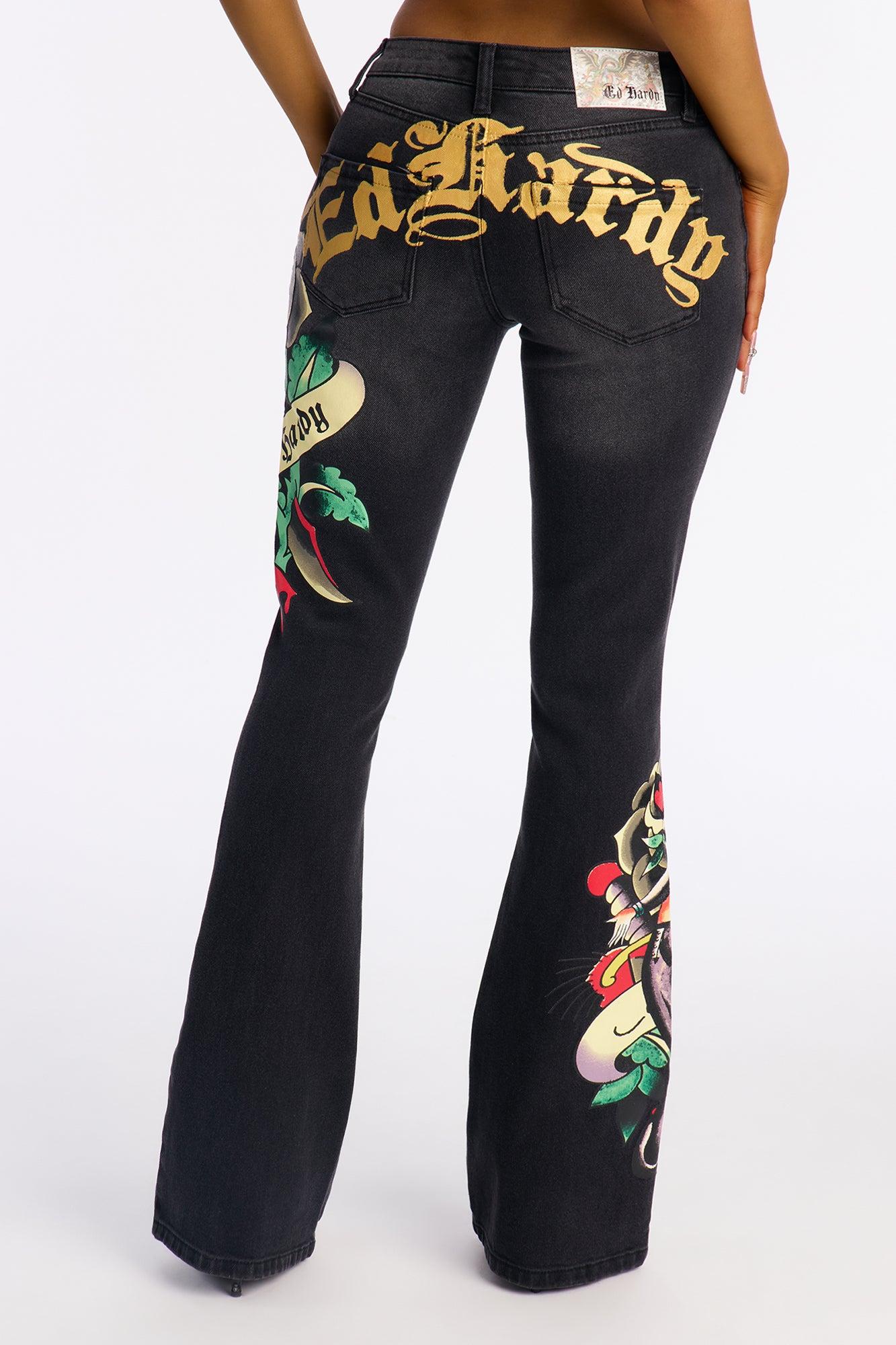 Ed Hardy Hello Sailor Bootcut Jeans - Dark Grey Female Product Image