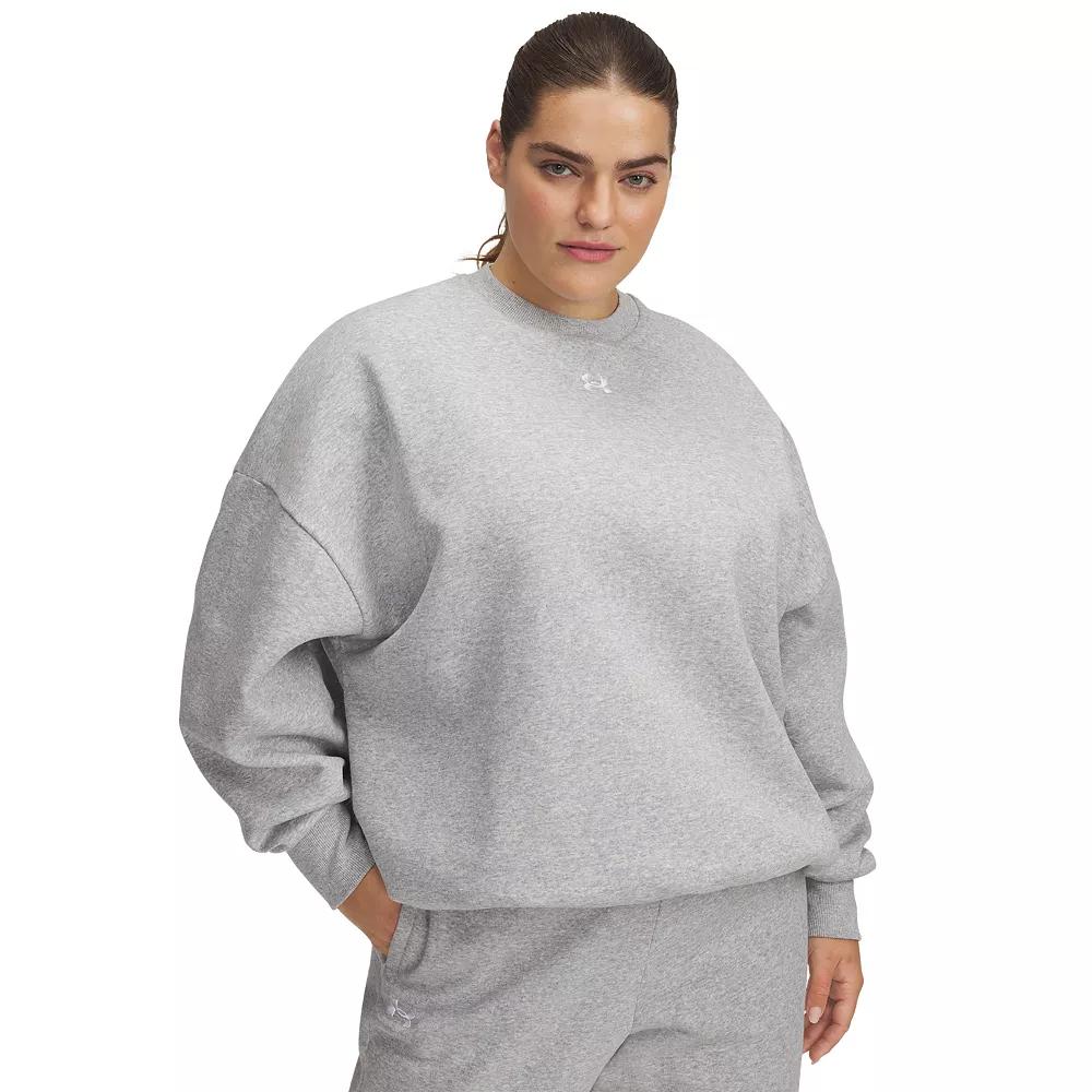Plus Size Under Armour Rival Fleece Oversized Crew Sweatshirt, Women's, Size: 1XL, Mod Gray Light Grey Product Image