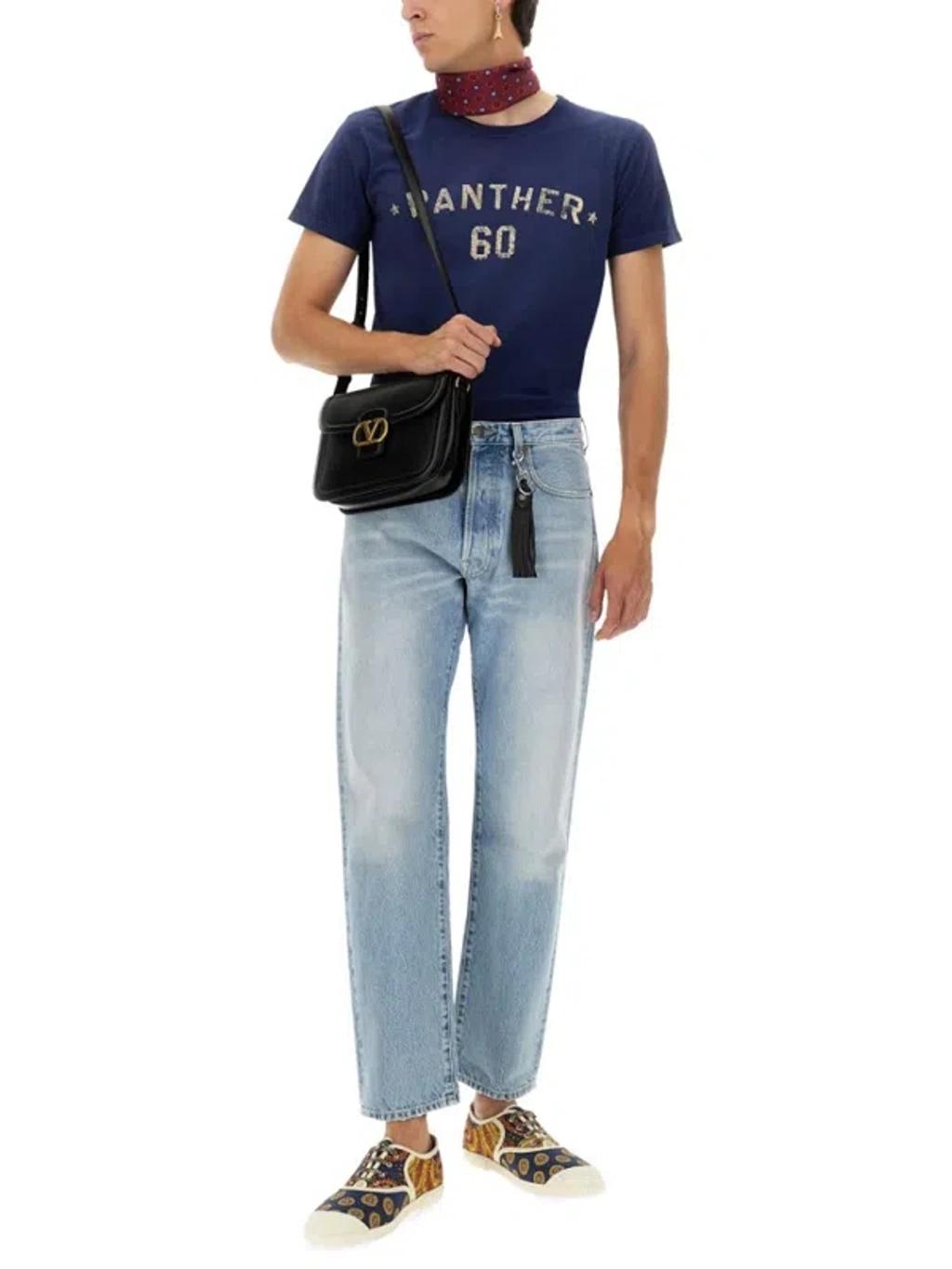 VALENTINO Garavani Navy Cotton T-shirt In Blue Product Image