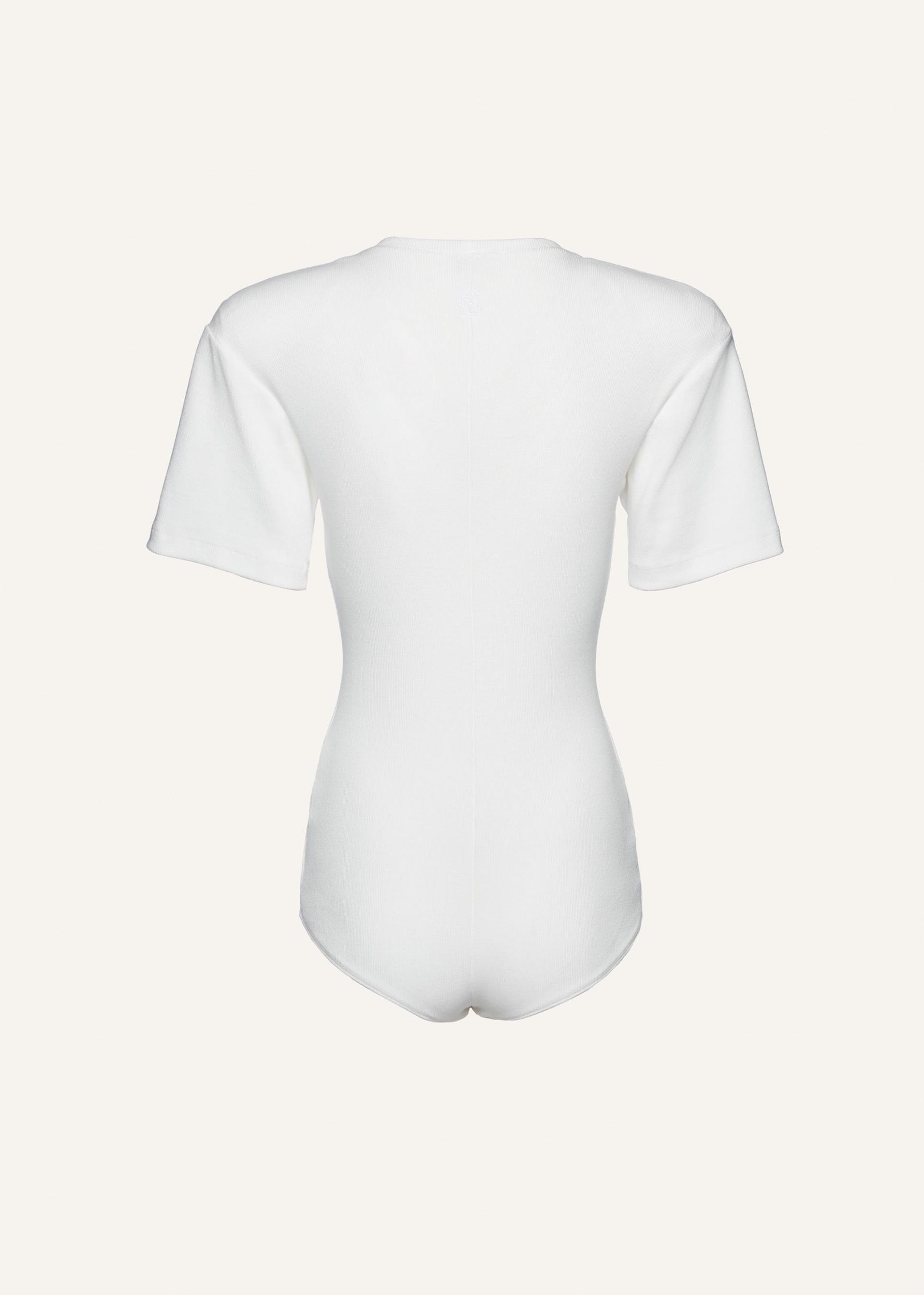Ribbed short sleeve bodysuit in cream Product Image