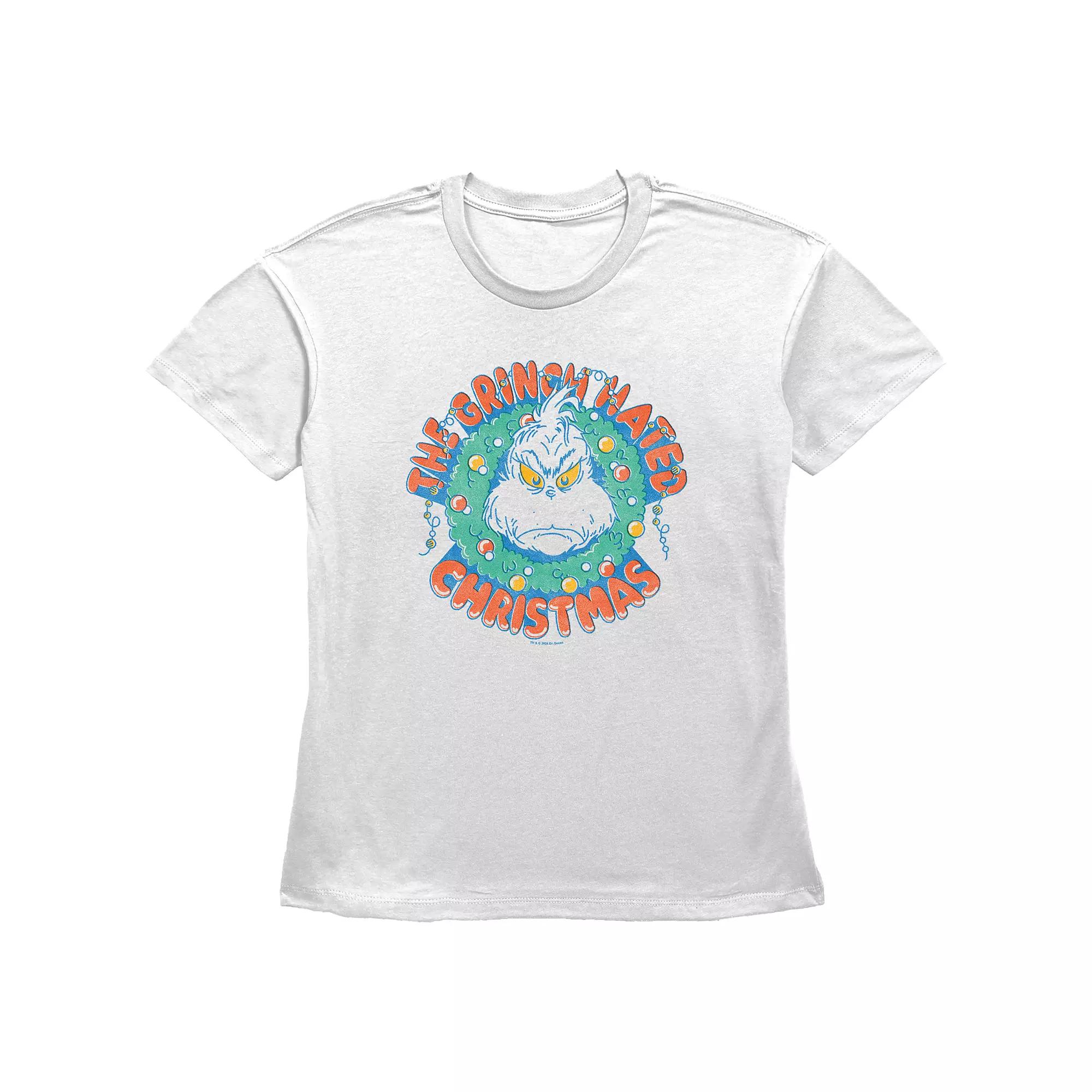Women's Dr. Seuss The Grinch Hated Christmas Wreath Graphic Tee,  Product Image