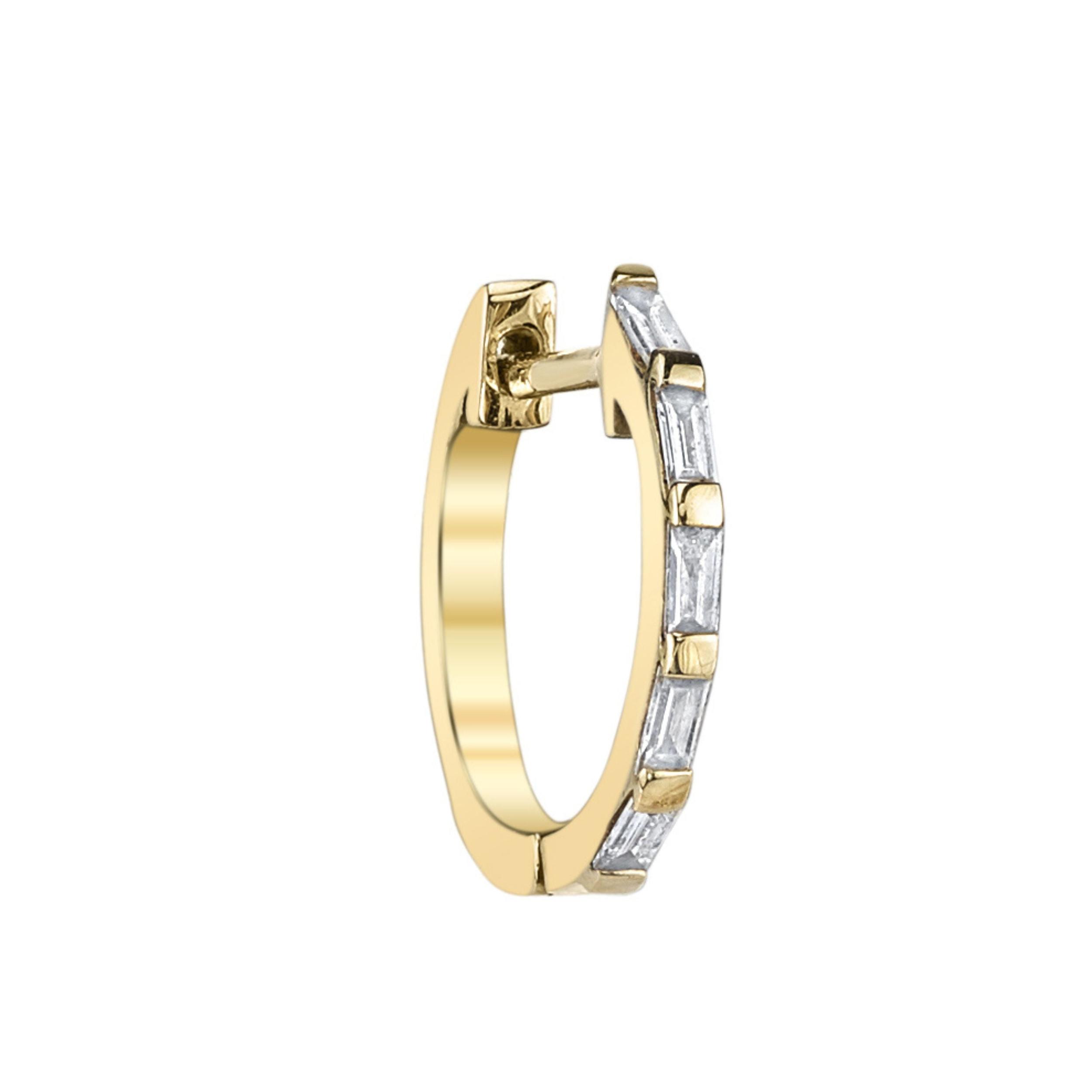 SINGLE DIAMOND BAGUETTE MINI HUGGIE Product Image