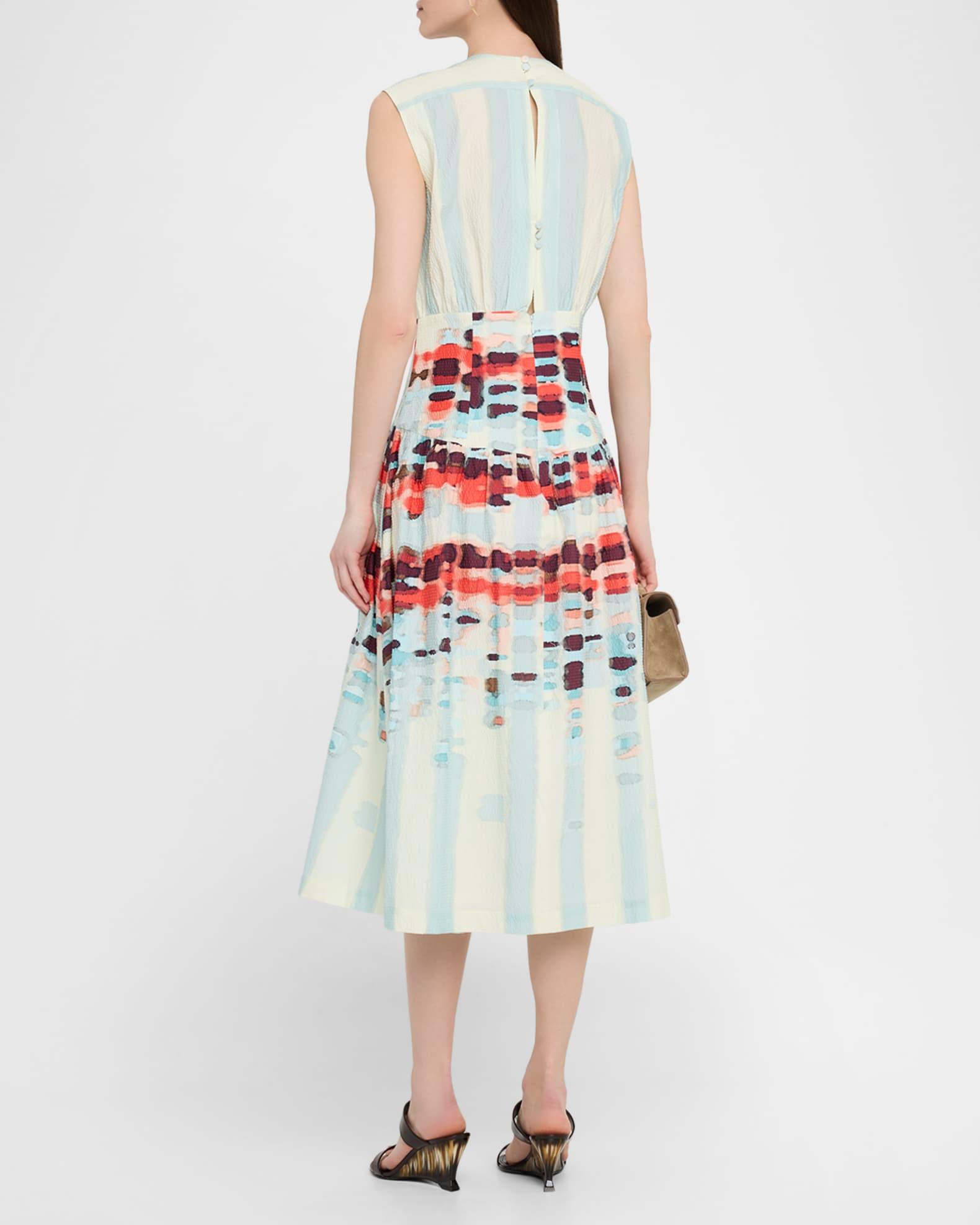 Jocelyn Sleeveless Cotton-Stretch A-Line Midi Dress Product Image