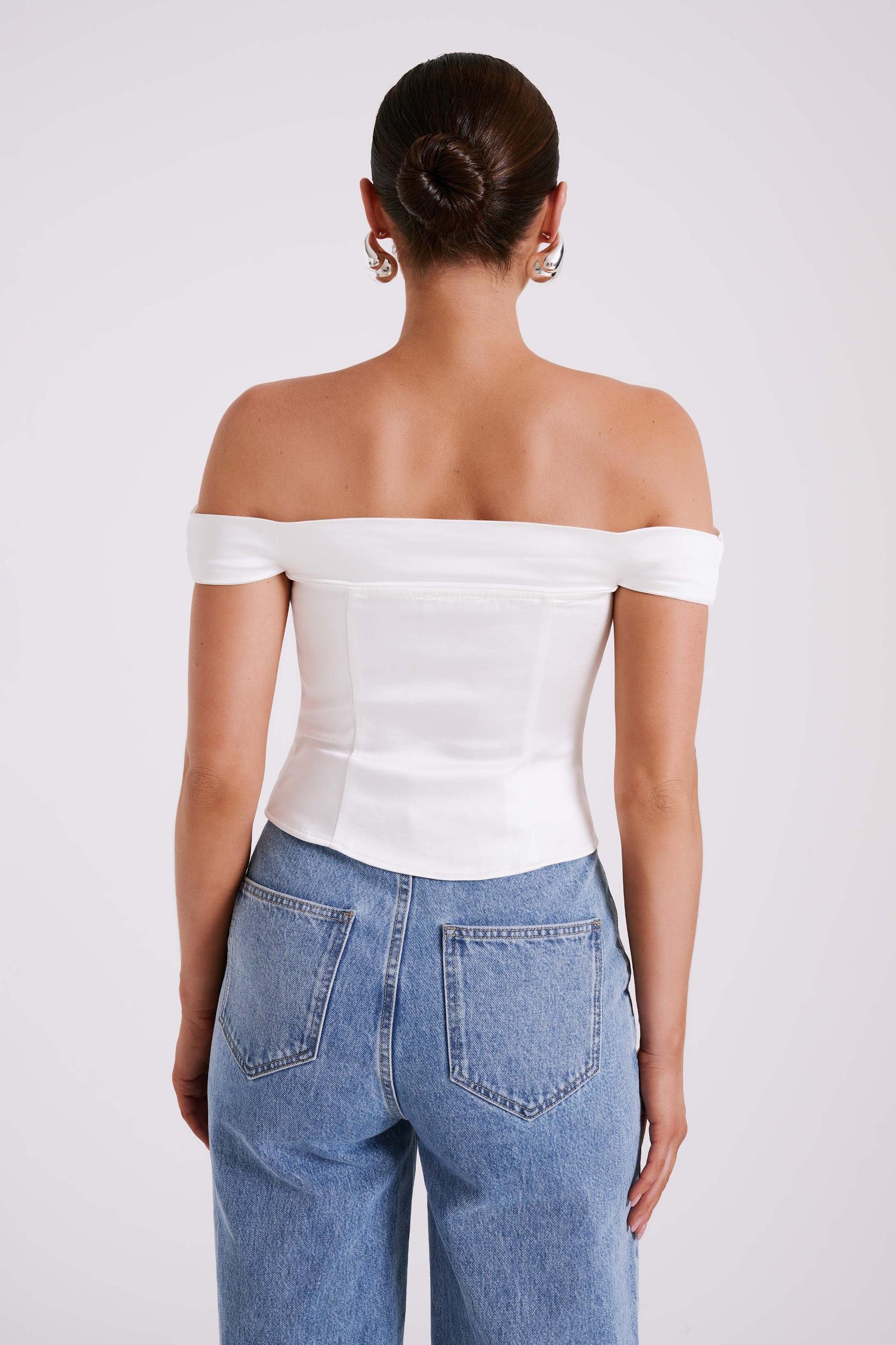 Anysa Satin Strapless Top - Ivory Product Image