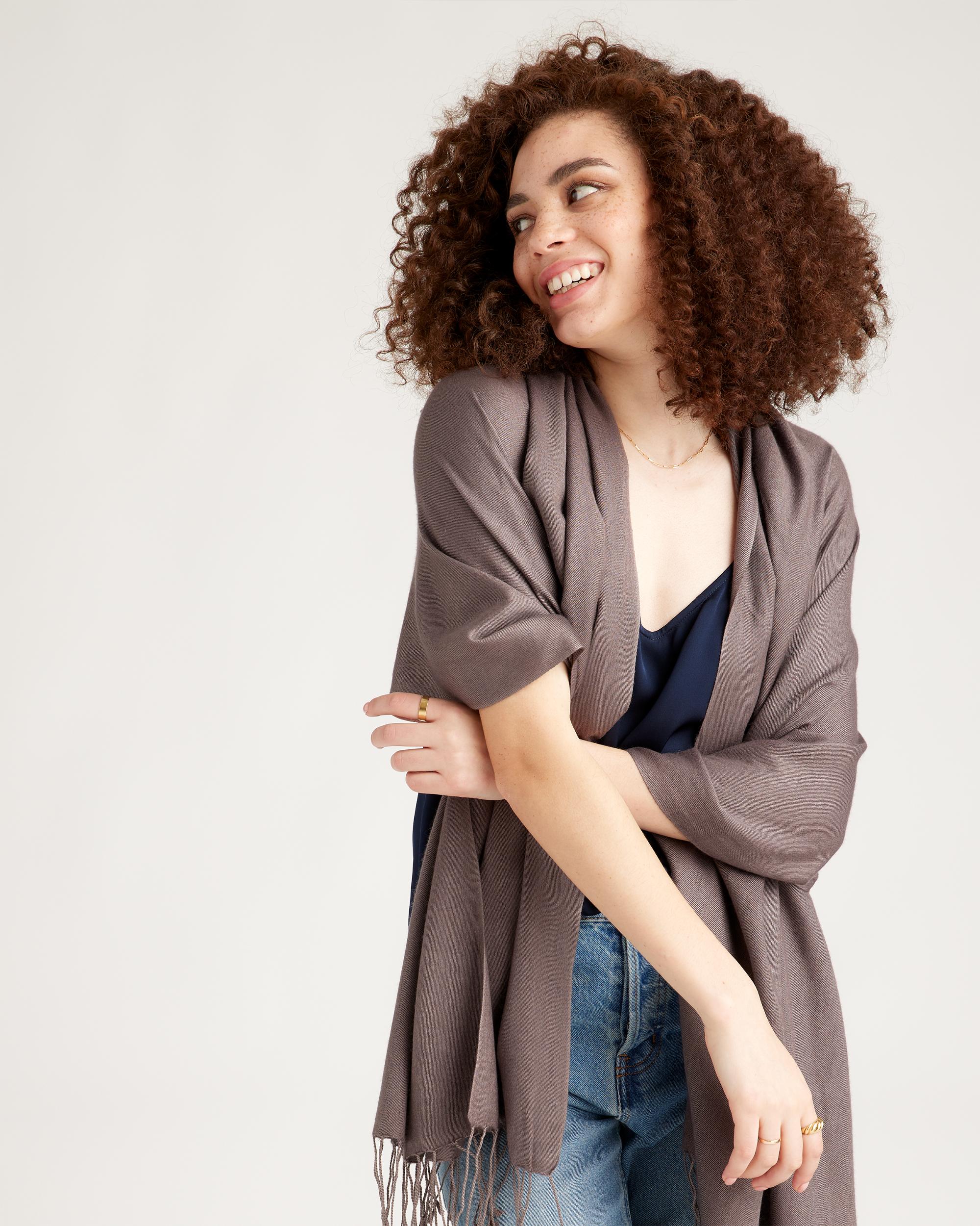 Quince | Women's Featherweight Cashmere Silk Frayed Edge Scarf Product Image