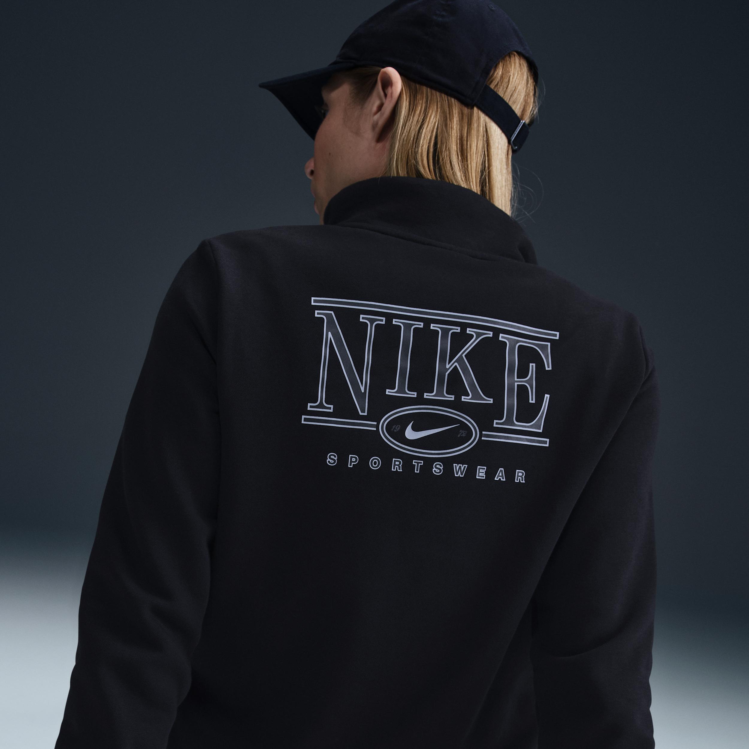 Womens Nike Sportswear Club Fleece Mock-Neck 1/2-Zip Graphic Top | HJ0985-010 Product Image