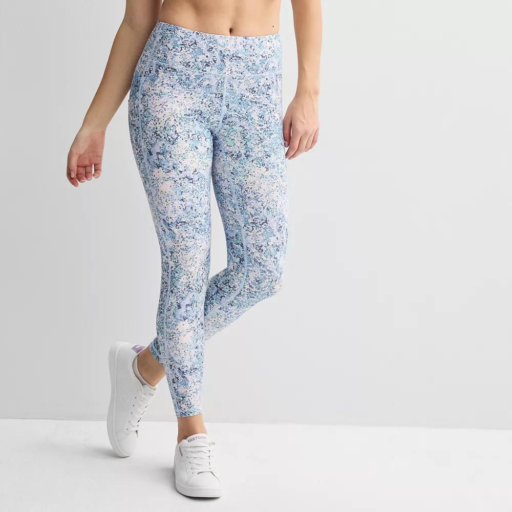 Women's Tek Gear® Ultrastretch High-Waisted Side Pocket 7/8 Leggings, Size: Large, Blue Spots Product Image