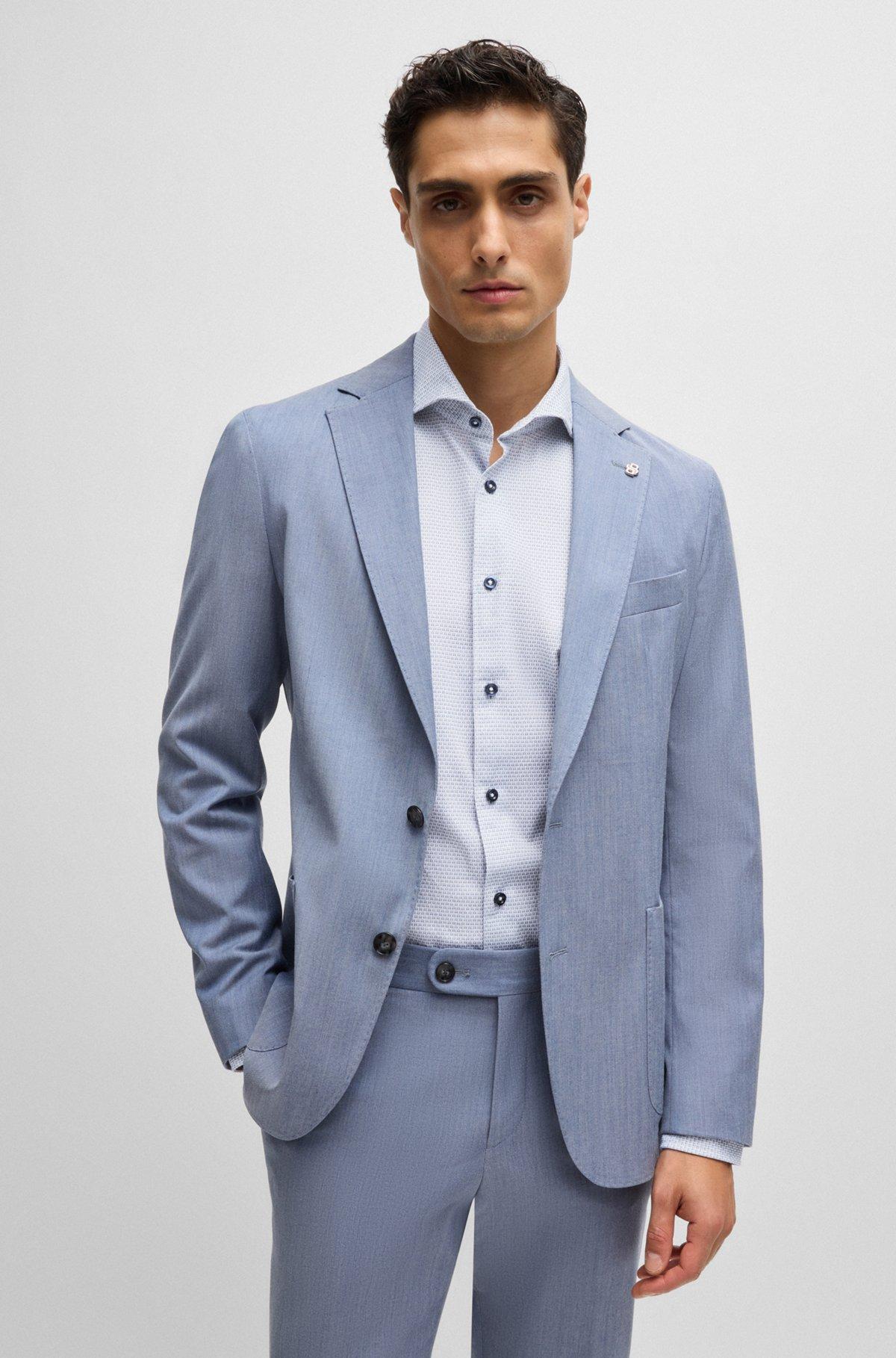 Casual-fit shirt in structured cotton with spread collar Product Image