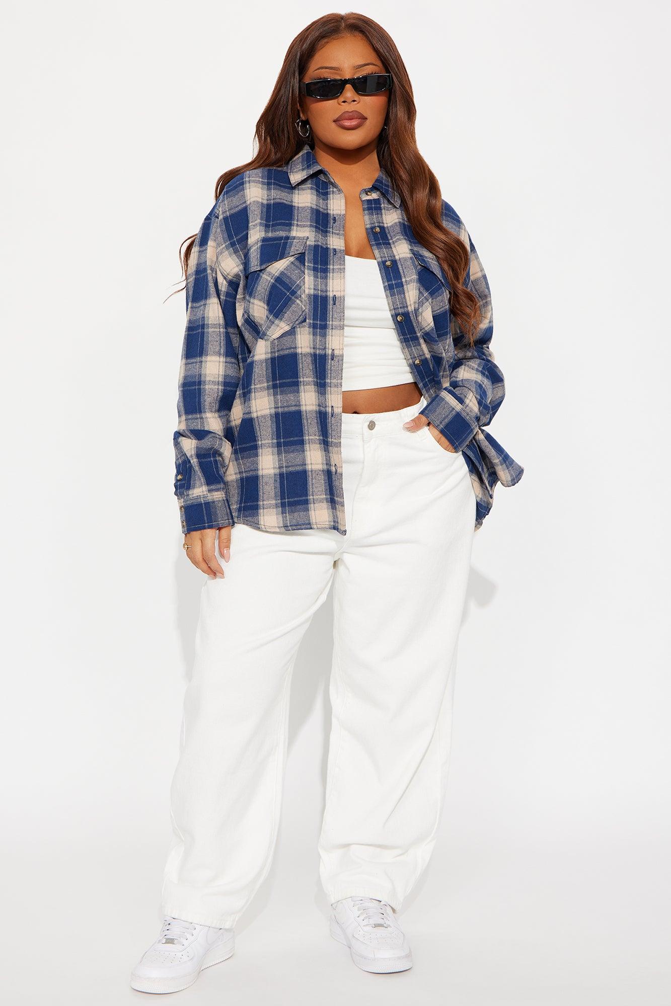 Come Get Me Flannel Plaid Shirt - Navy/combo Product Image