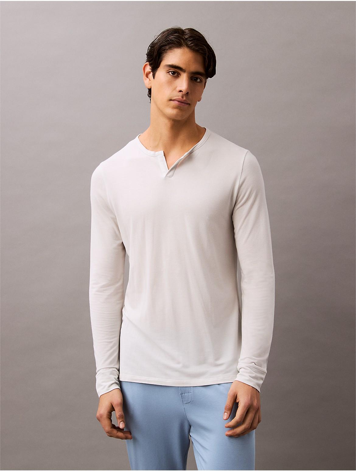Calvin Klein Mens Ultra Soft Modal Pique Henley Sleep Tee - Grey Product Image
