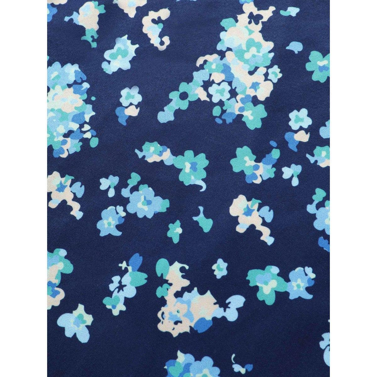 Plus Size Ditsy Floral Print Elastic Waist Pocket Midi Skirt Women Aegean Elegant Non No stretch Slanted pocket Everyday Skirts BloomChic 10/M Product Image