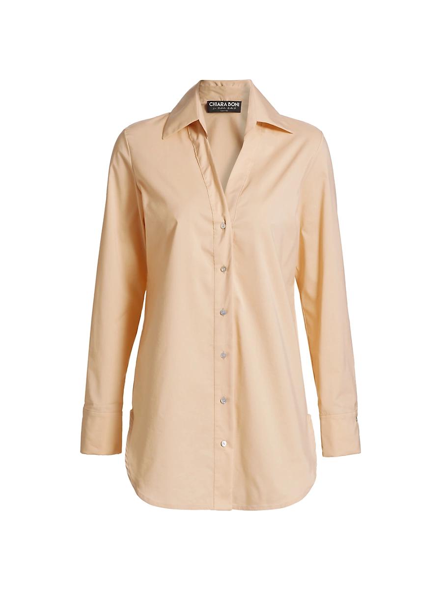 Womens Atena Cotton-Blend Button-Front Shirt Product Image