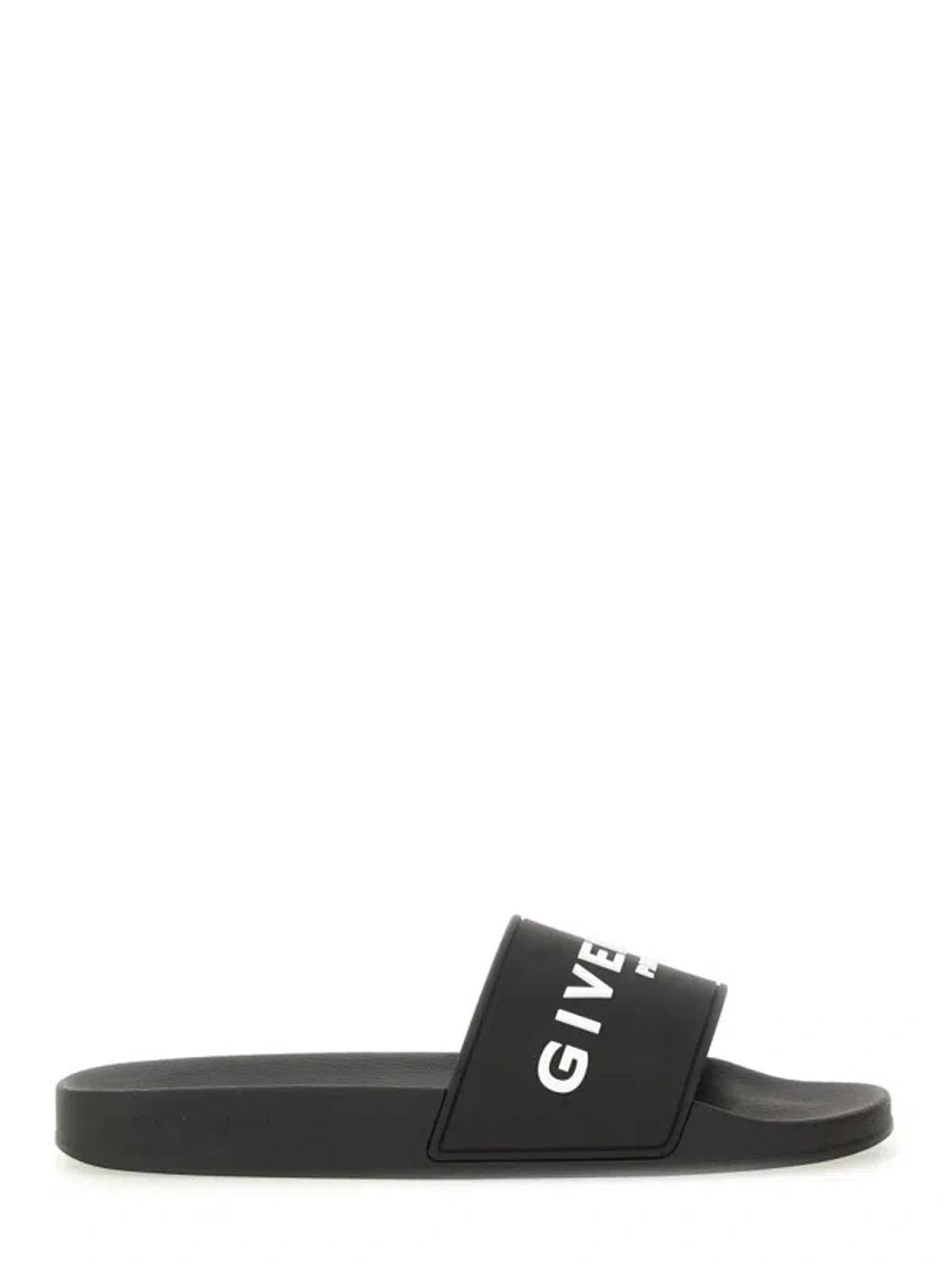Black Logo-Print Pool Slides Product Image