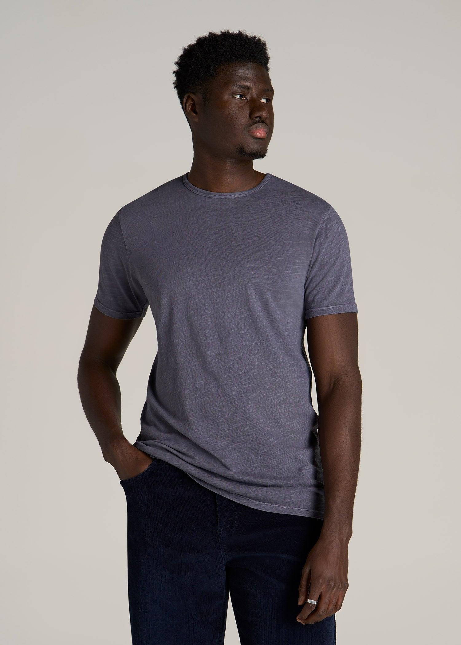 REGULAR-FIT Slub Tee for Tall Men in Grey Blue Male Product Image
