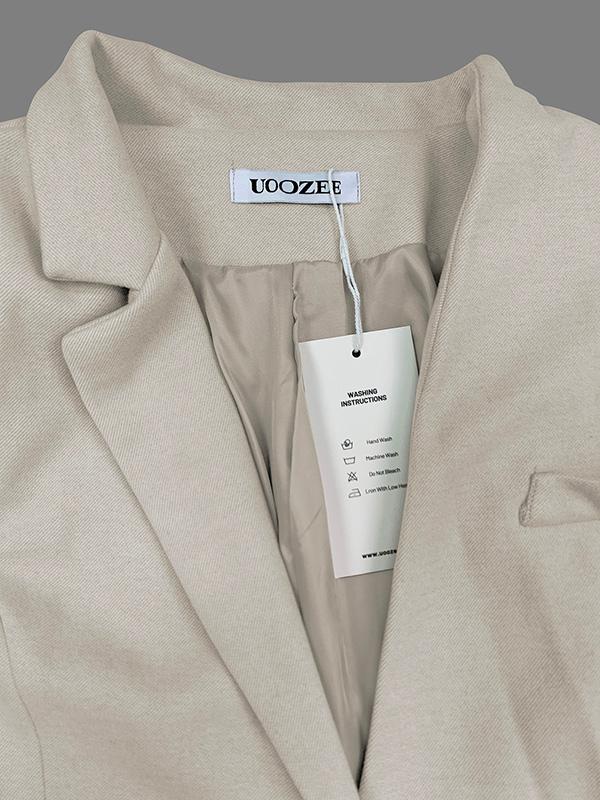 Long Sleeves Loose Pockets Solid Color Split-Joint Notched Collar Blazer Outerwear Product Image