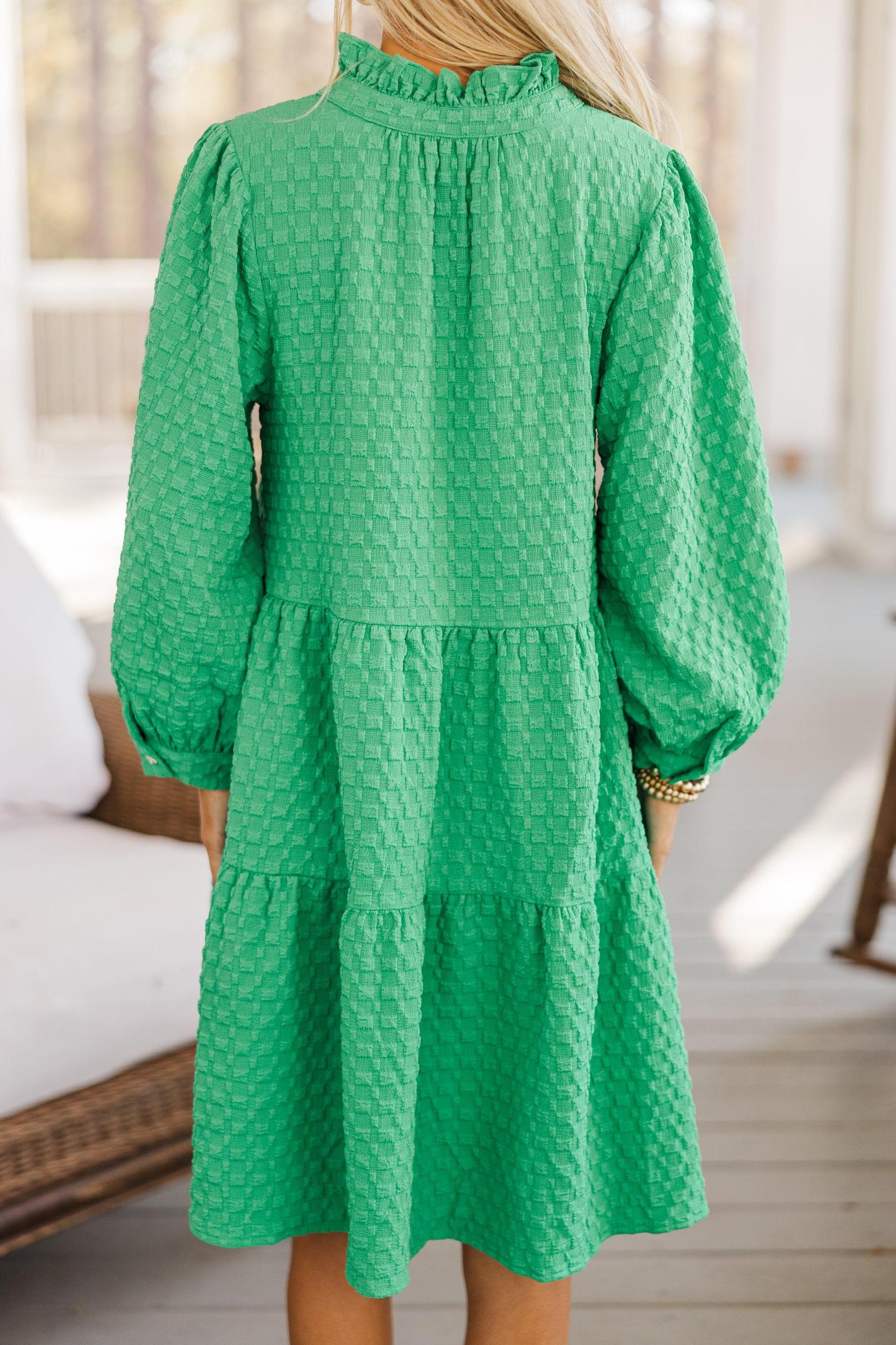 All Up To You Green Textured Dress Female Product Image