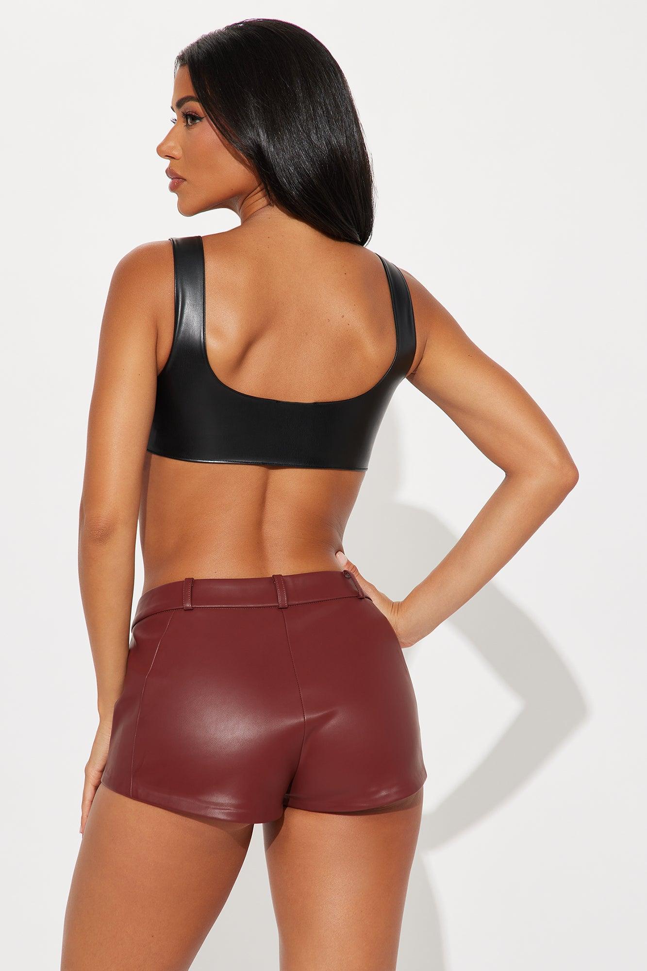 Tied Up Faux Leather Bra Top - Black Female Product Image