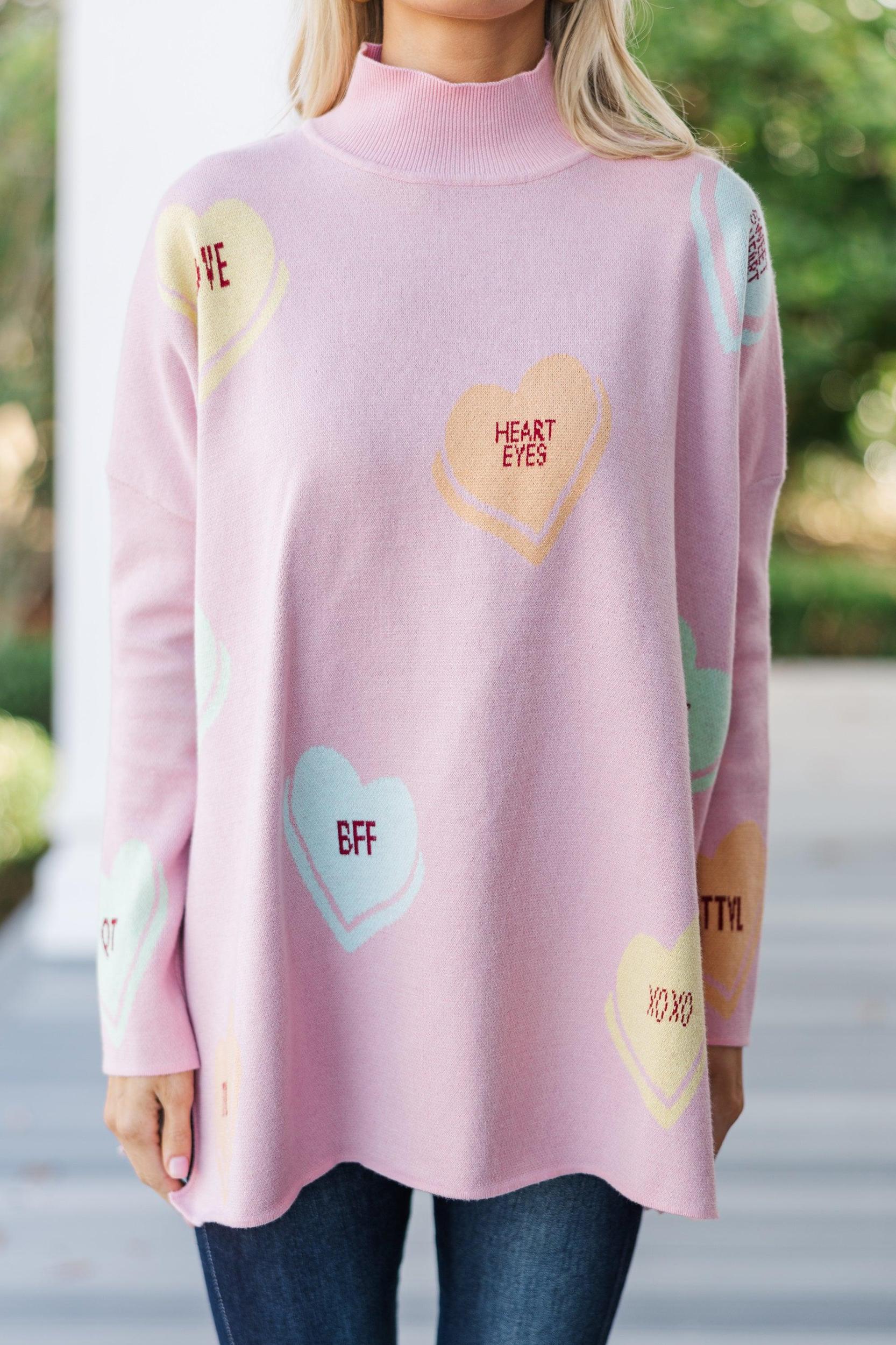 Love In The Air Blush Candy Heart Sweater Female Product Image