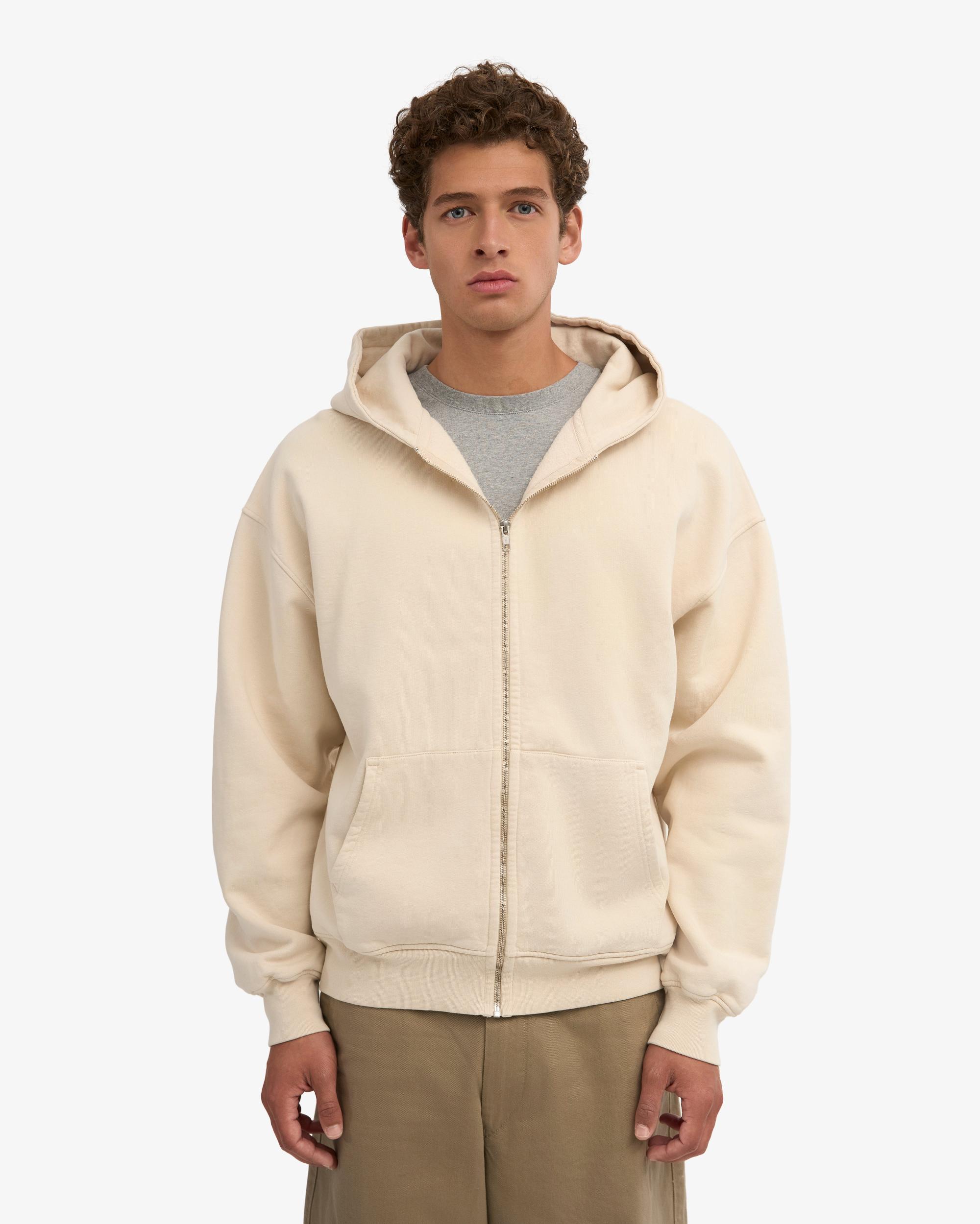 Organic Oversized Zip Hood - Ivory White Product Image