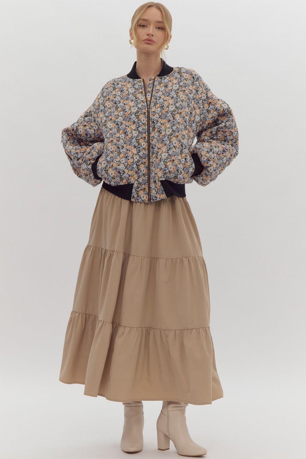 Look Out For You Floral Quilted Bomber Jacket Product Image