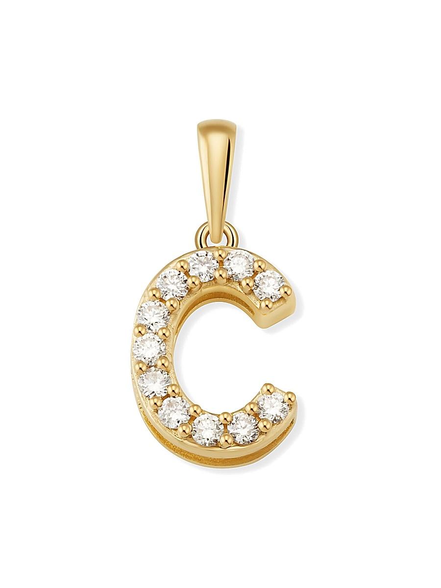 Womens 14K Yellow Gold Luxe Letter Diamond Initial Pendant Charm Product Image