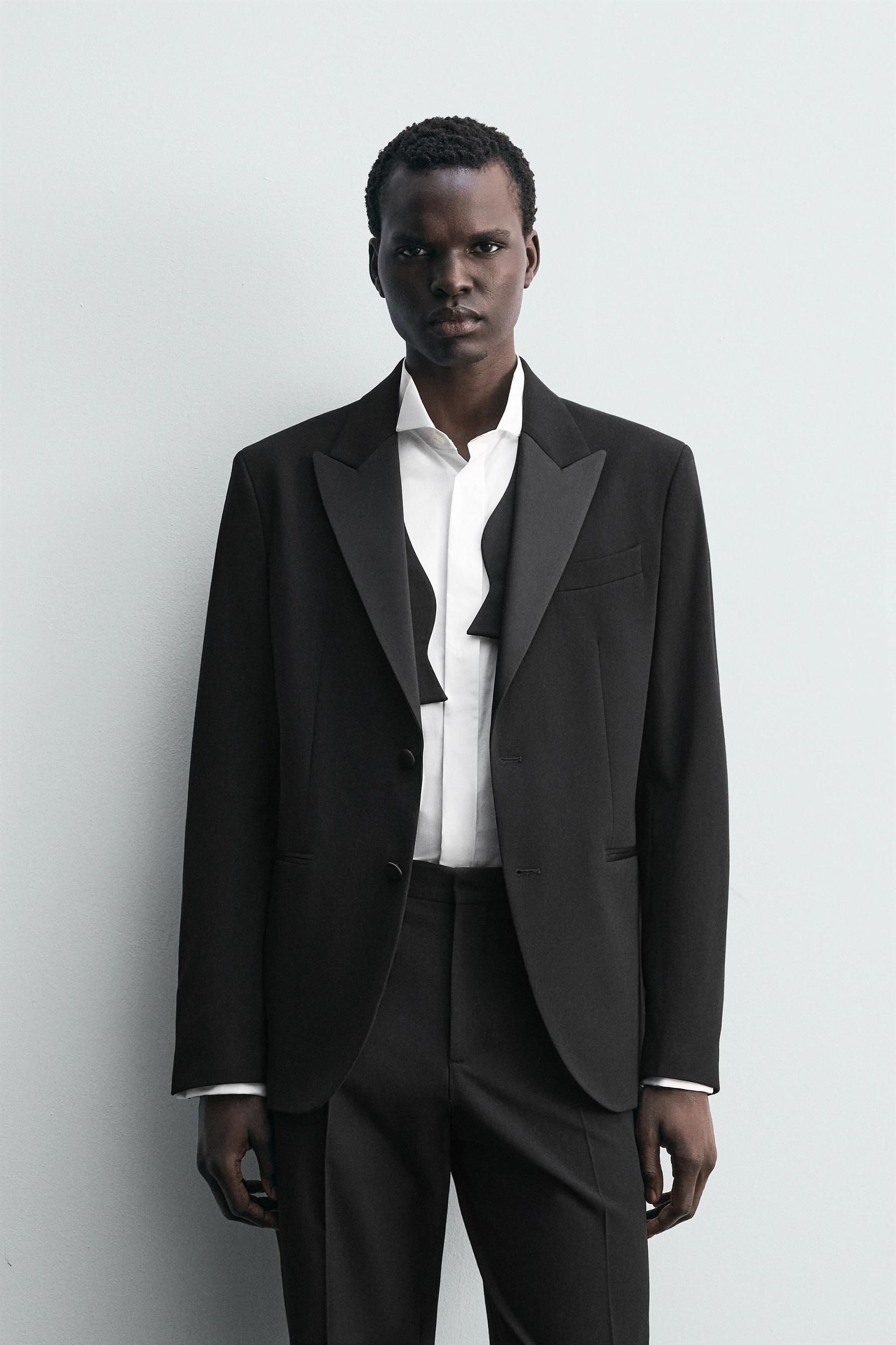 WOOL BLEND TUXEDO SUIT BLAZER Product Image