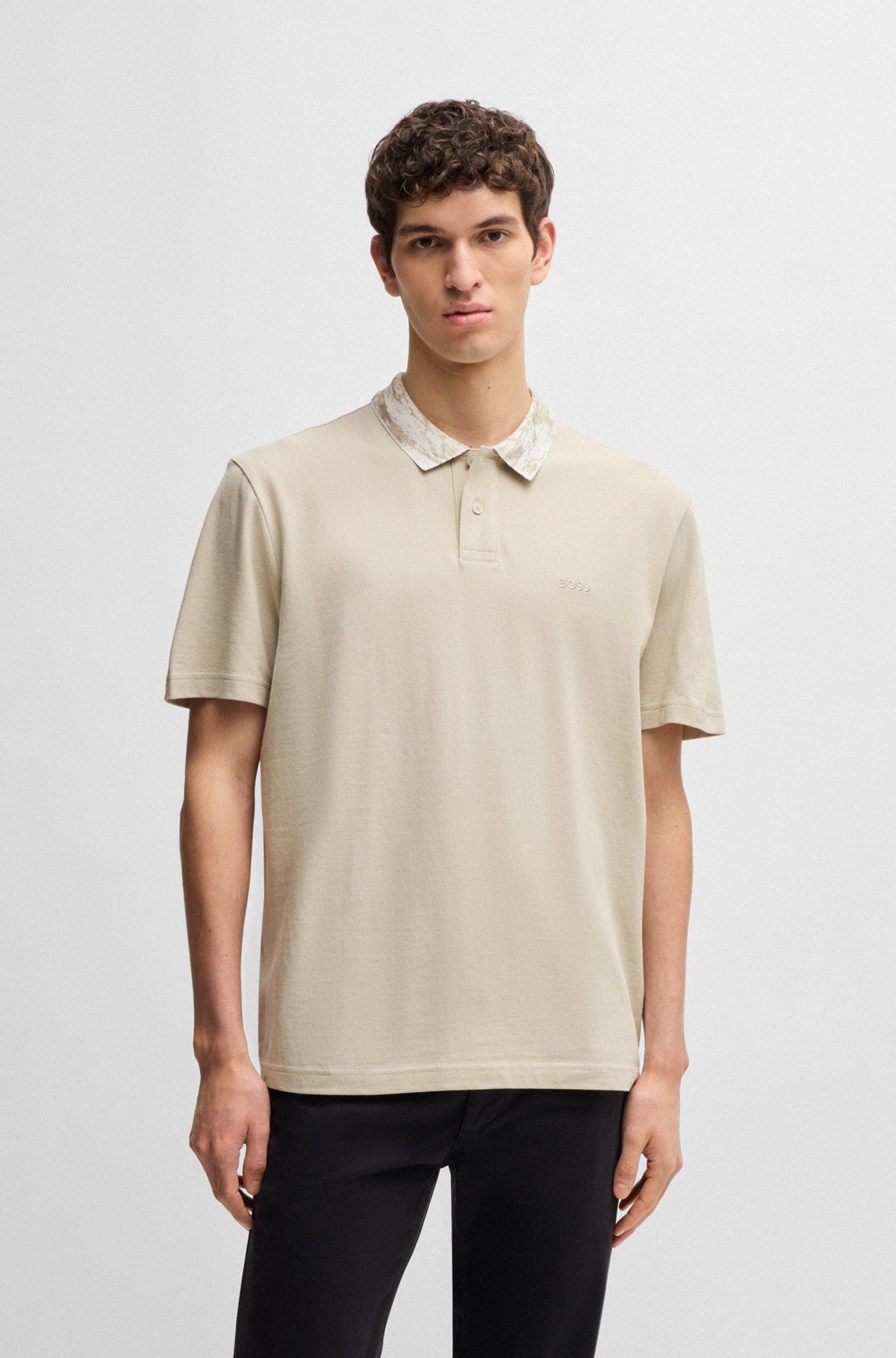 Relaxed-fit cotton-piqué polo shirt with collar artwork Product Image