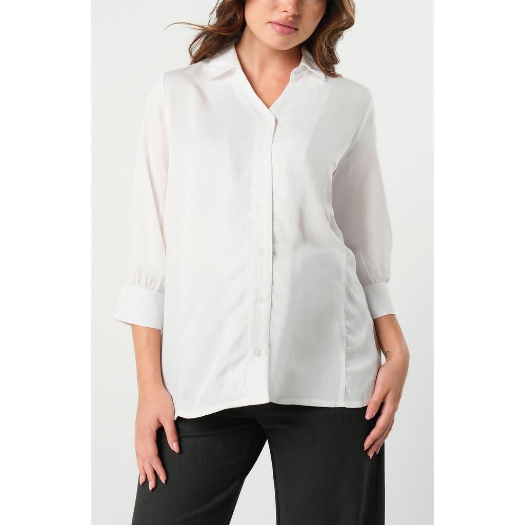 Marion Women's Petite No-Gap 3/4 Sleeve Maternity & Nursing Button Down Shirt Product Image