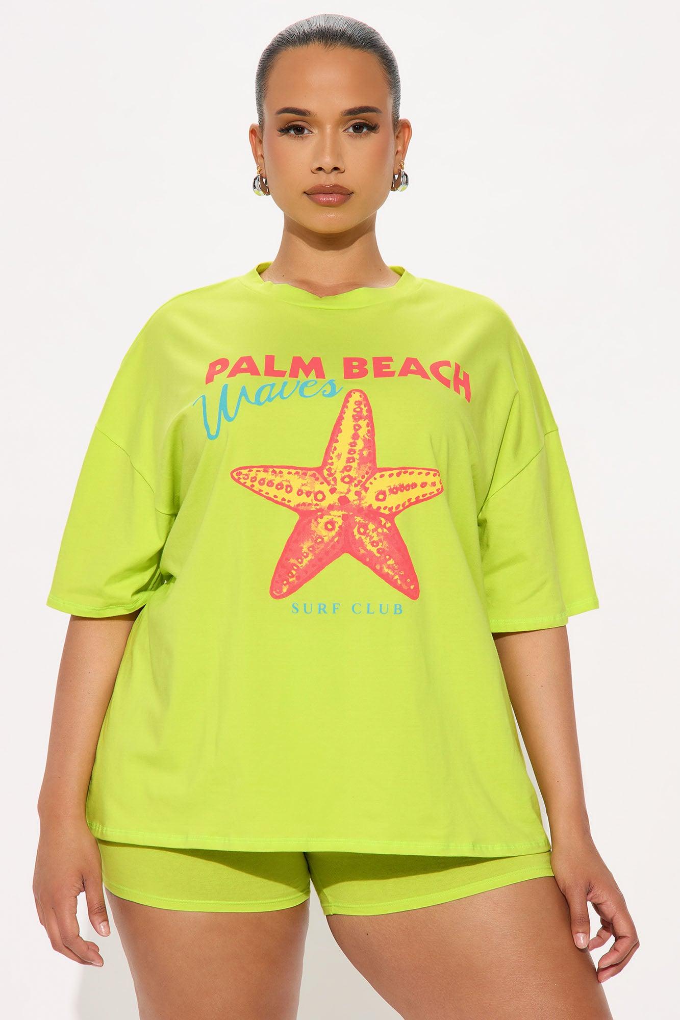 Palm Beach Waves Biker Short Set - Chartreuse Female Product Image