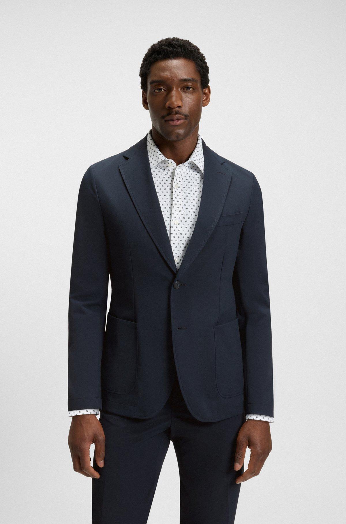 BOSS - Packable slim-fit blazer in water-repellent stretch fabric - Dark Blue Product Image
